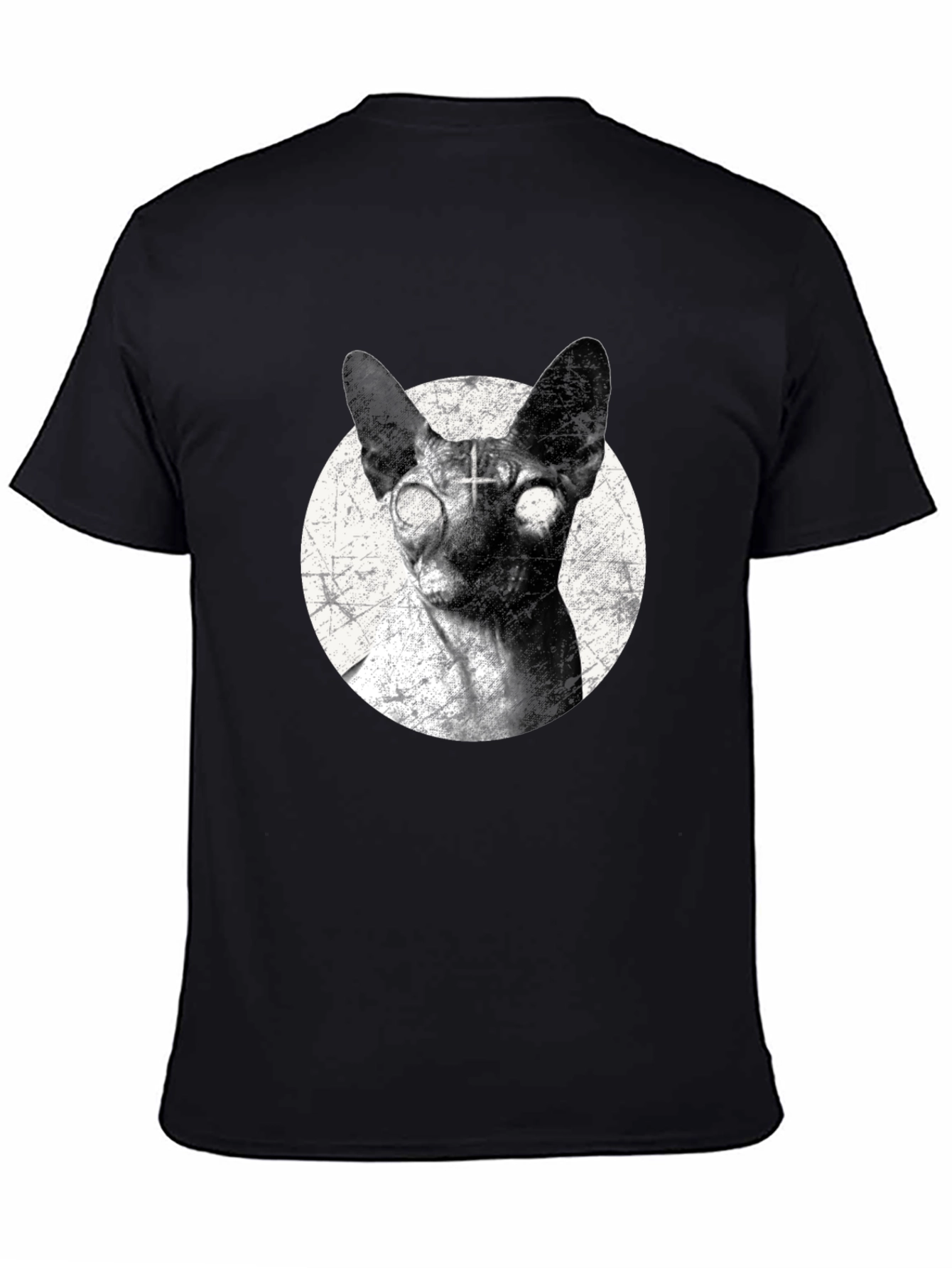 Creepy Cat T-Shirt - Sphynx with Upside-Down Cross