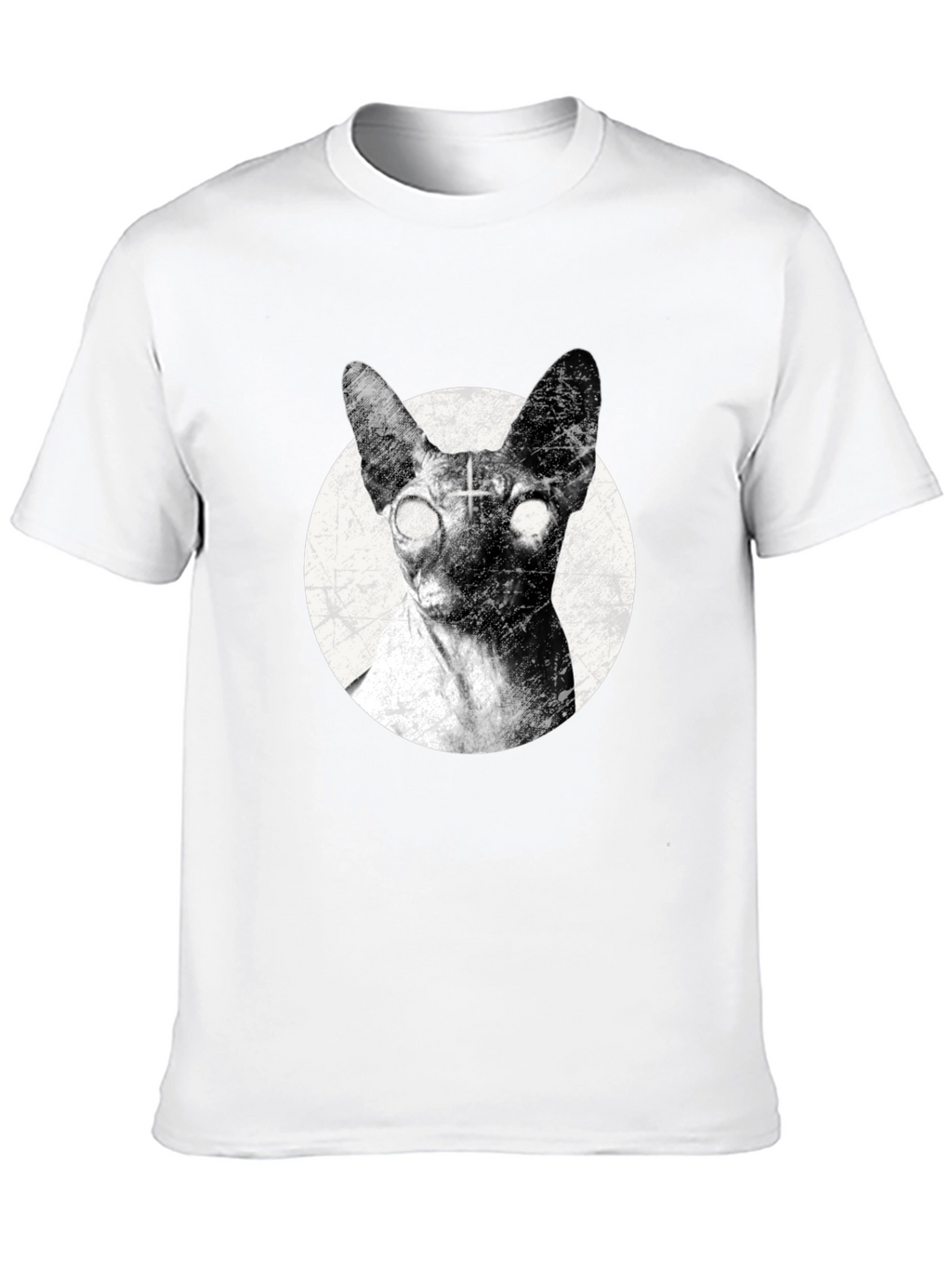 Creepy Cat T-Shirt - Sphynx with Upside-Down Cross