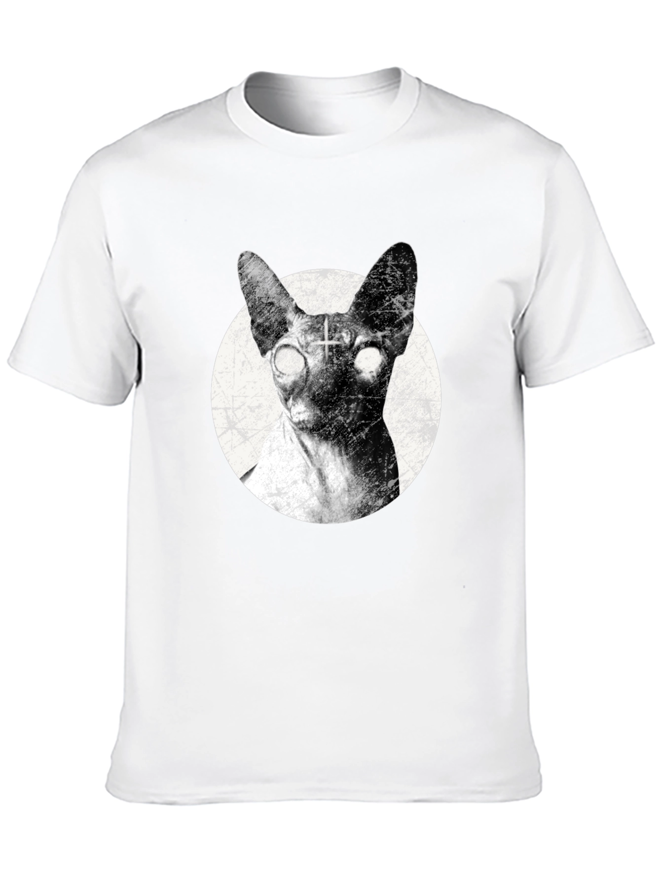 Creepy Cat T-Shirt - Sphynx with Upside-Down Cross