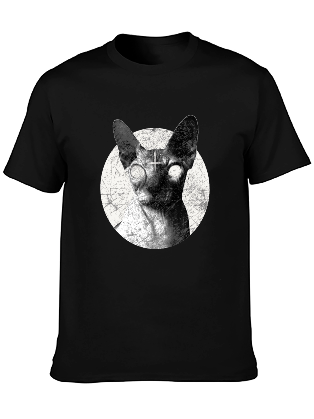 Creepy Cat T-Shirt - Sphynx with Upside-Down Cross