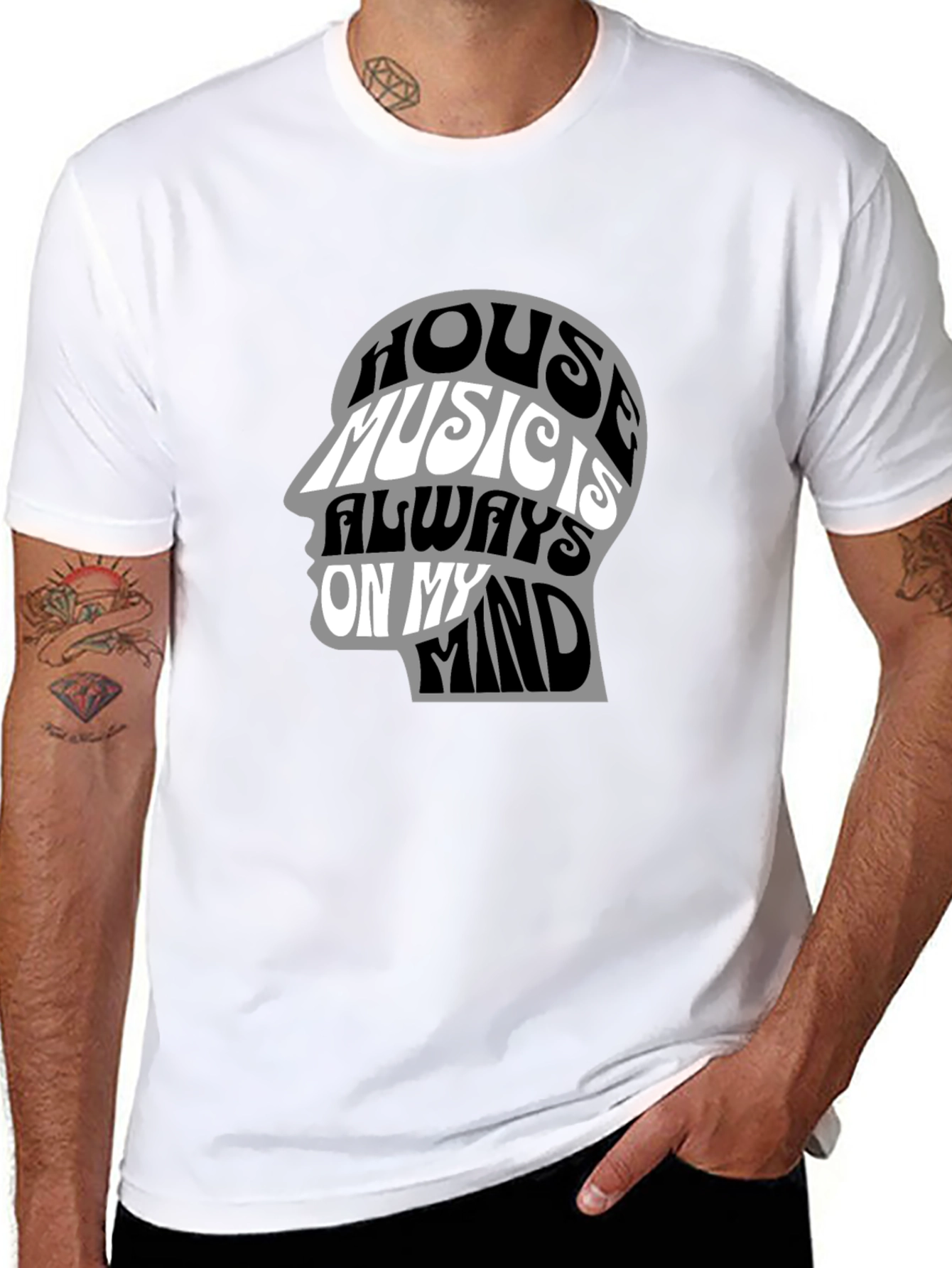 House Music Mind Graphic Tee - Black Cotton