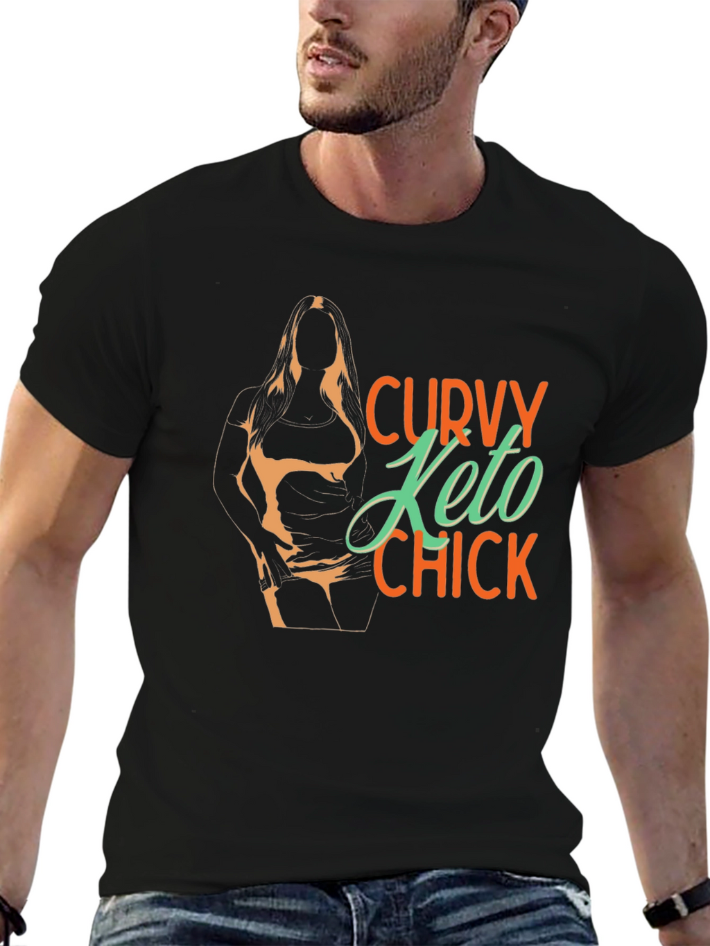 Curvy Keto Chick Graphic Tee - Black Unisex