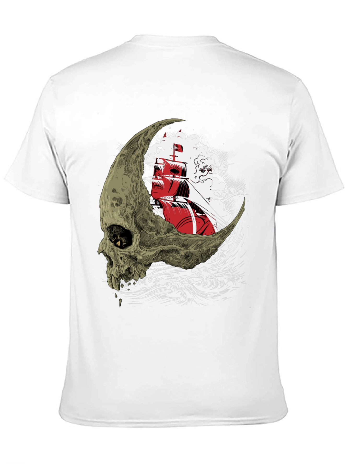 Skull Moon Ship Graphic T-Shirt