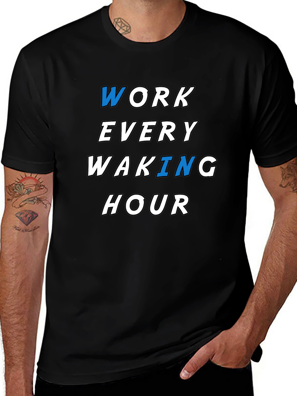 Work Every Waking Hour Graphic Tee - Black