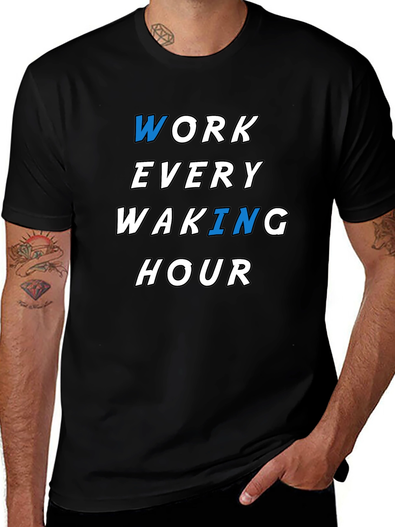 Work Every Waking Hour Graphic Tee - Black