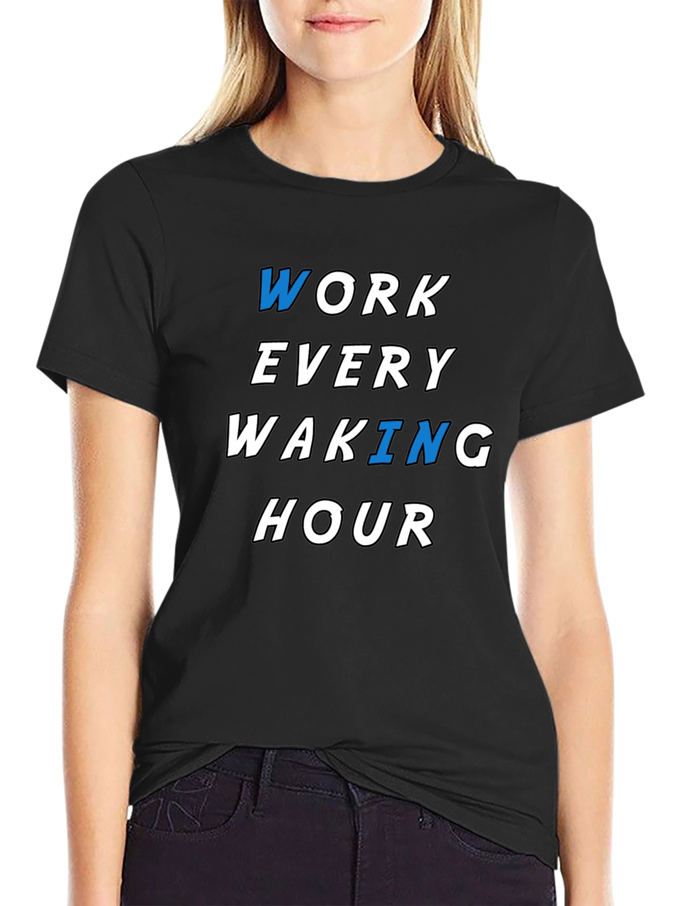 Work Every Waking Hour Graphic Tee - Black