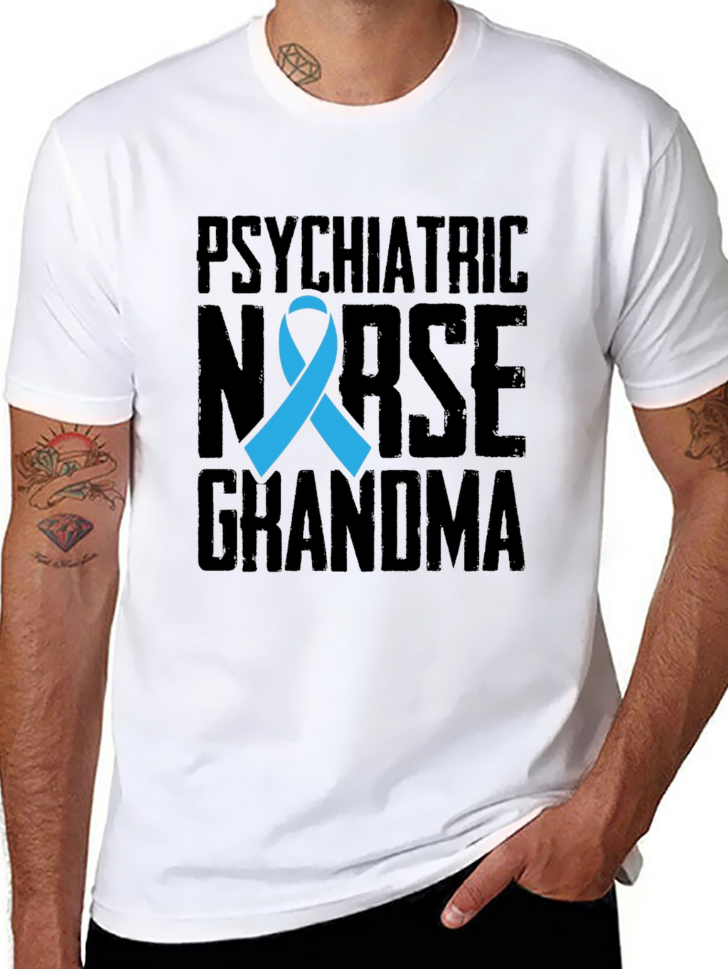 Psychiatric Nurse Grandma T-Shirt - Awareness Ribbon Tee
