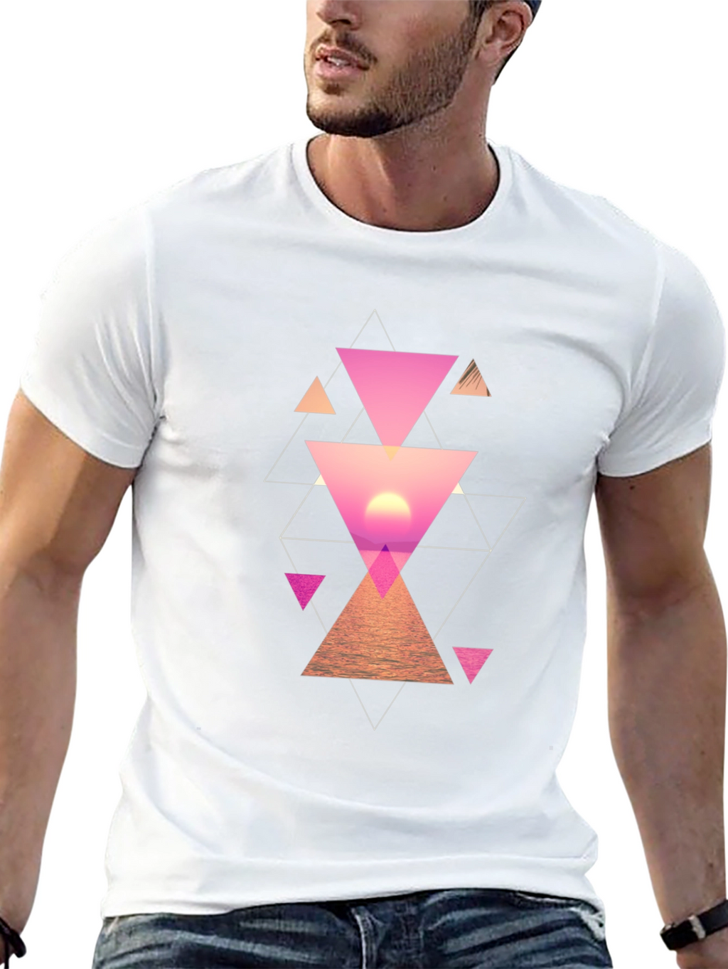 Geometric Sunset Mens Graphic Tee
