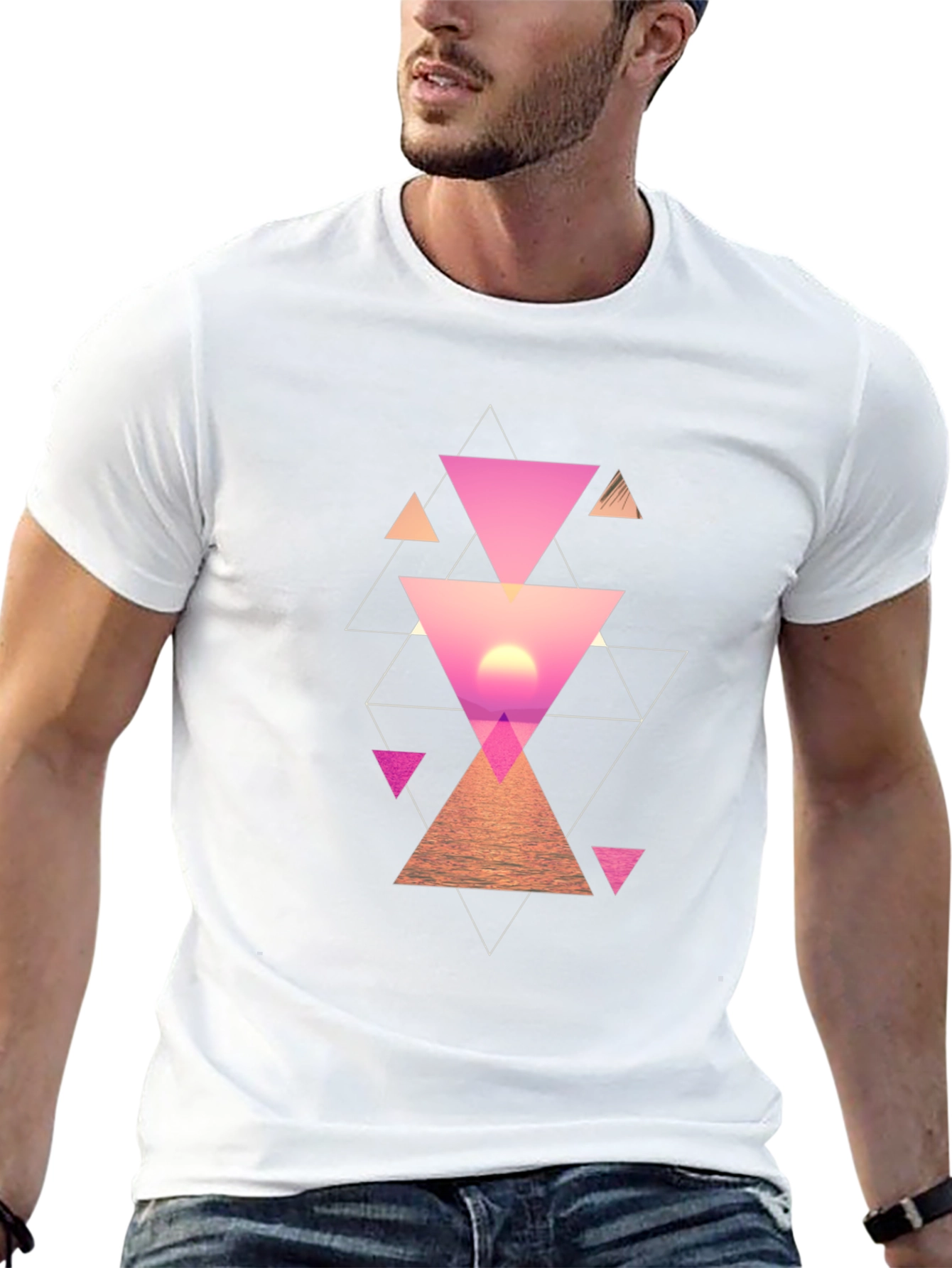 Geometric Sunset Mens Graphic Tee