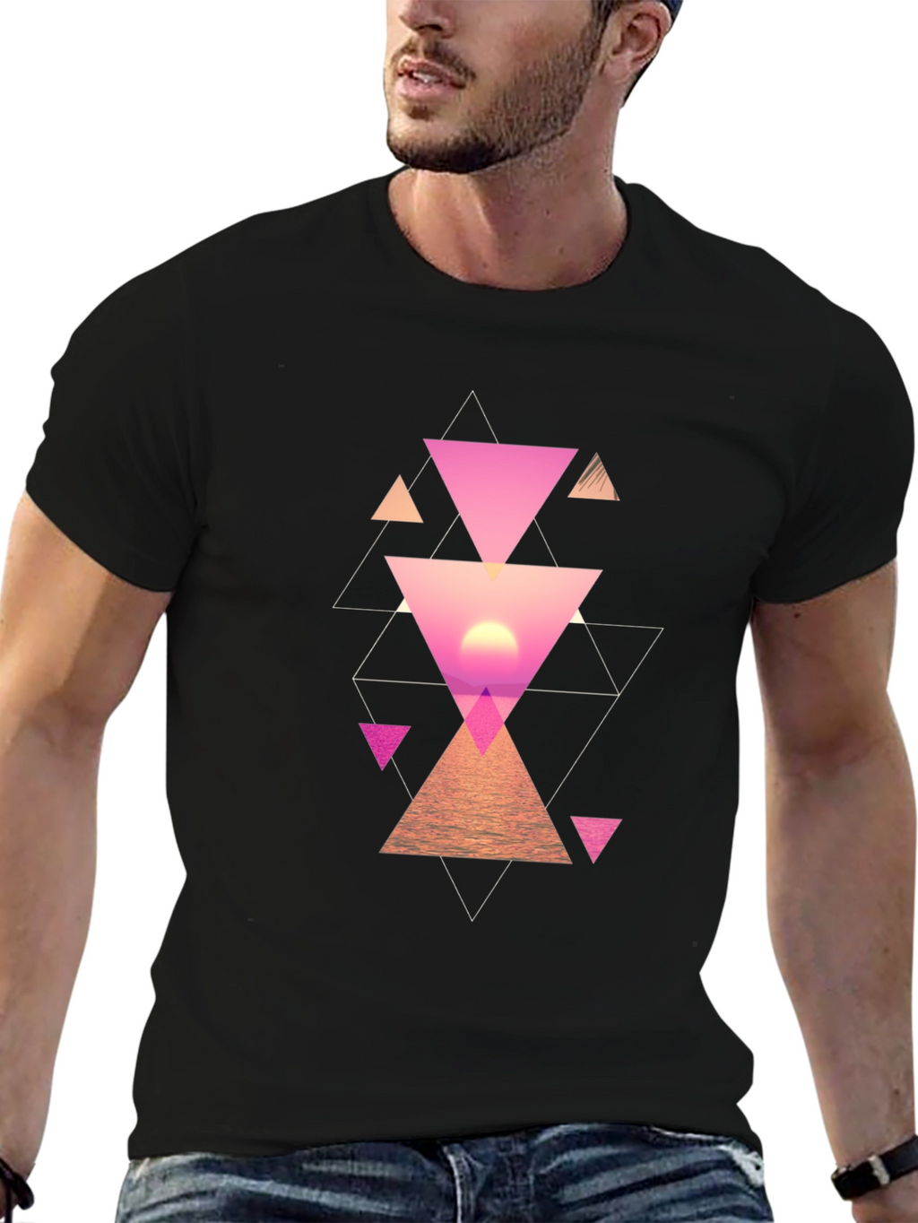 Geometric Sunset Mens Graphic Tee