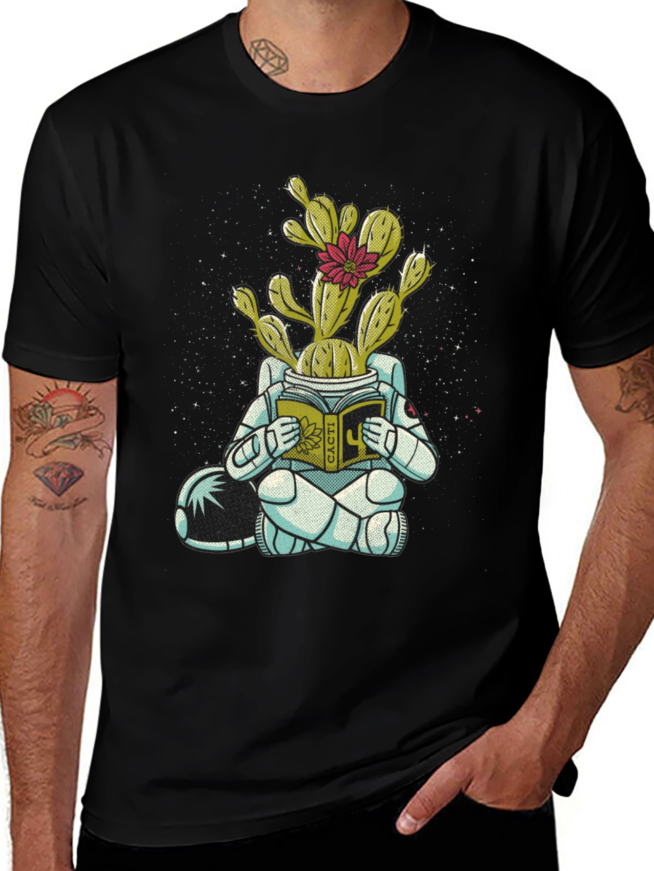 Cactus Astronaut Graphic Tee - Unique Design
