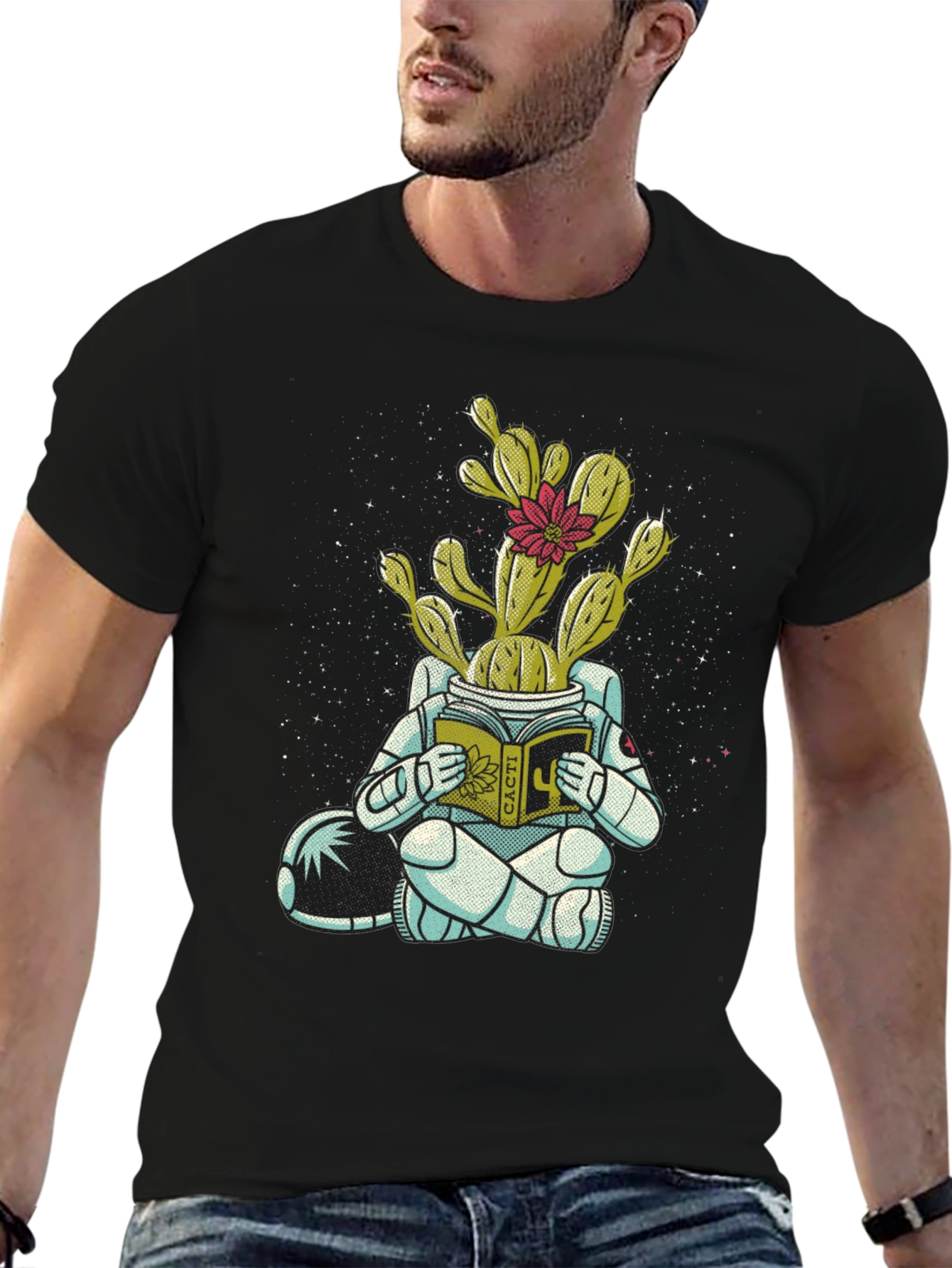 Cactus Astronaut Graphic Tee - Unique Design