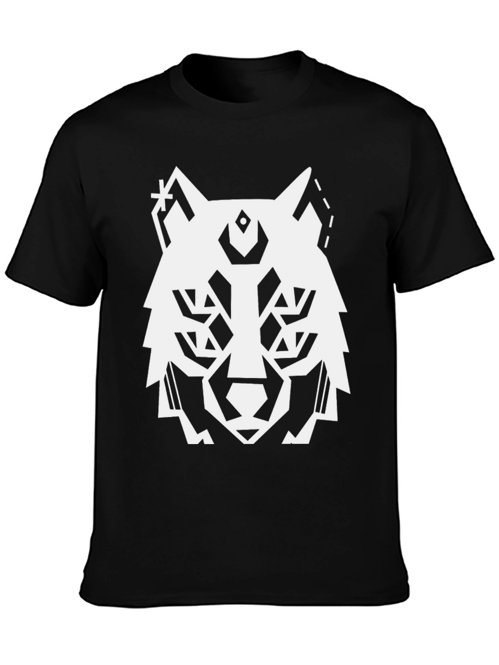Geometric Wolf Graphic Tee - Modern Black T-Shirt