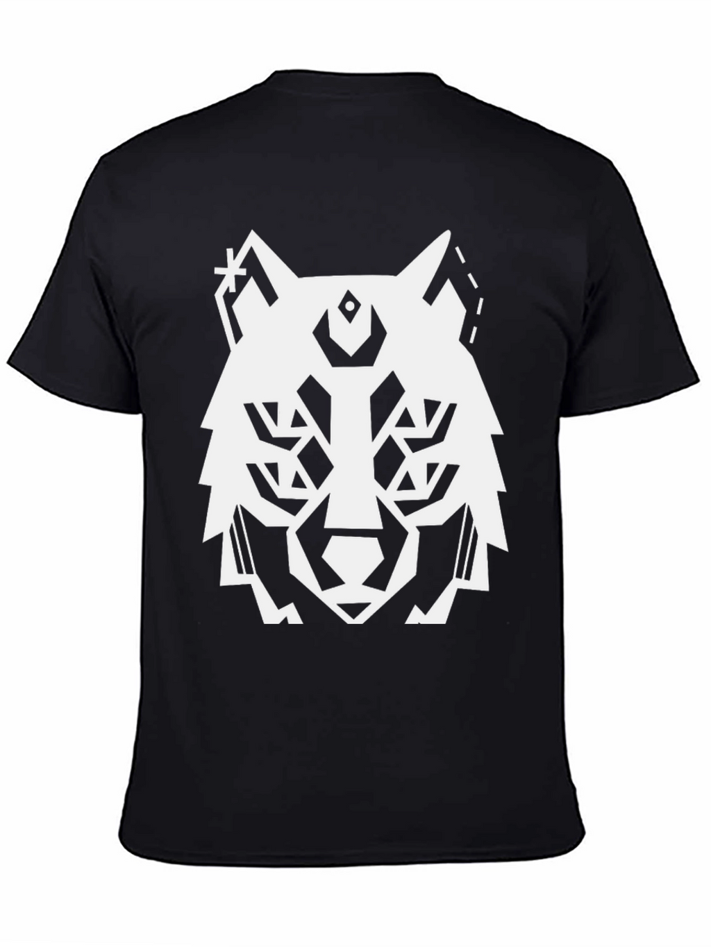 Geometric Wolf Graphic Tee - Modern Black T-Shirt
