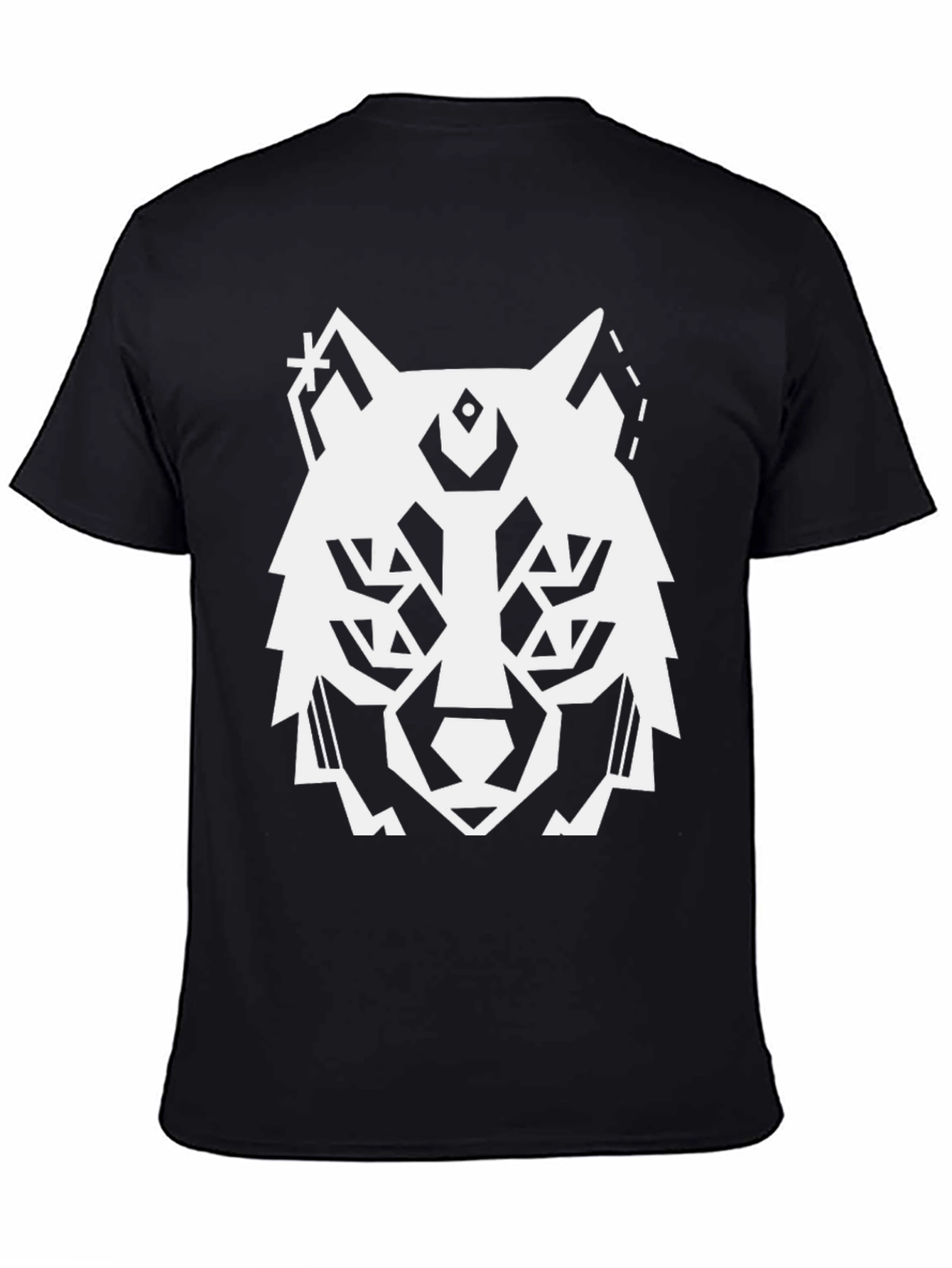 Geometric Wolf Graphic Tee - Modern Black T-Shirt