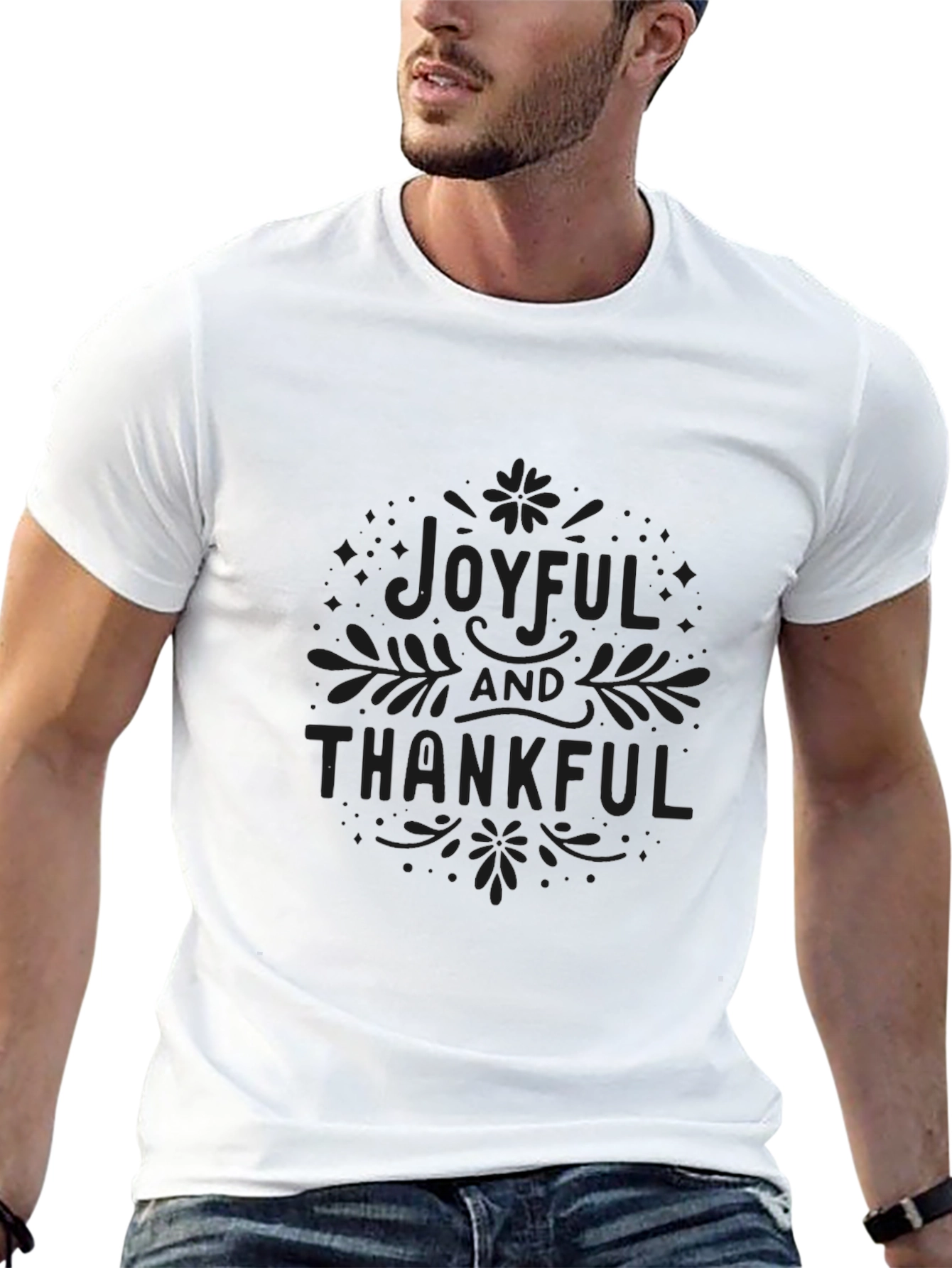 Joyful & Thankful Black Graphic Tee