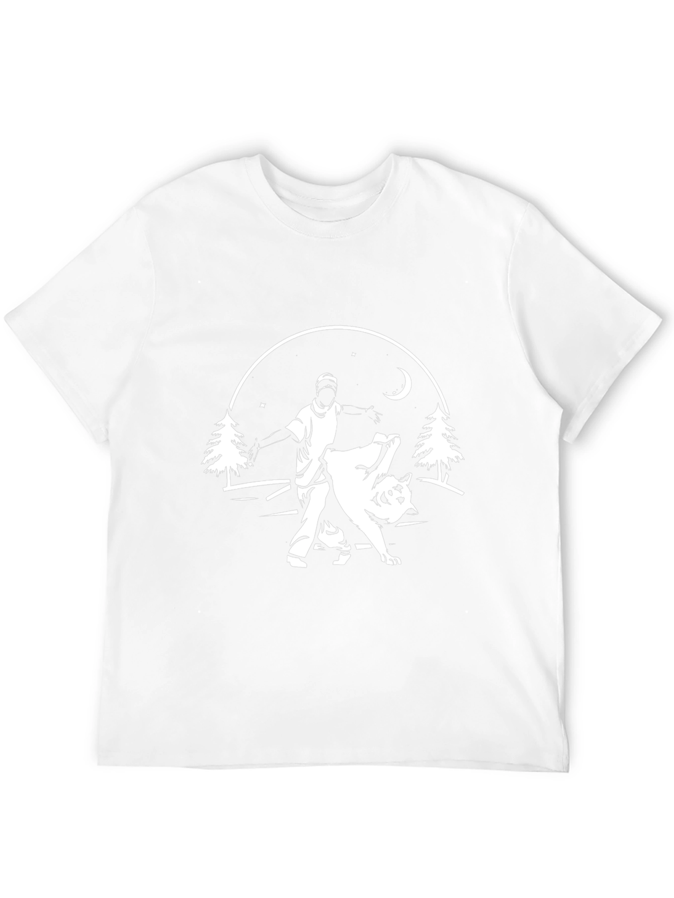 Mens Black Graphic Tee - Man Training Wolf