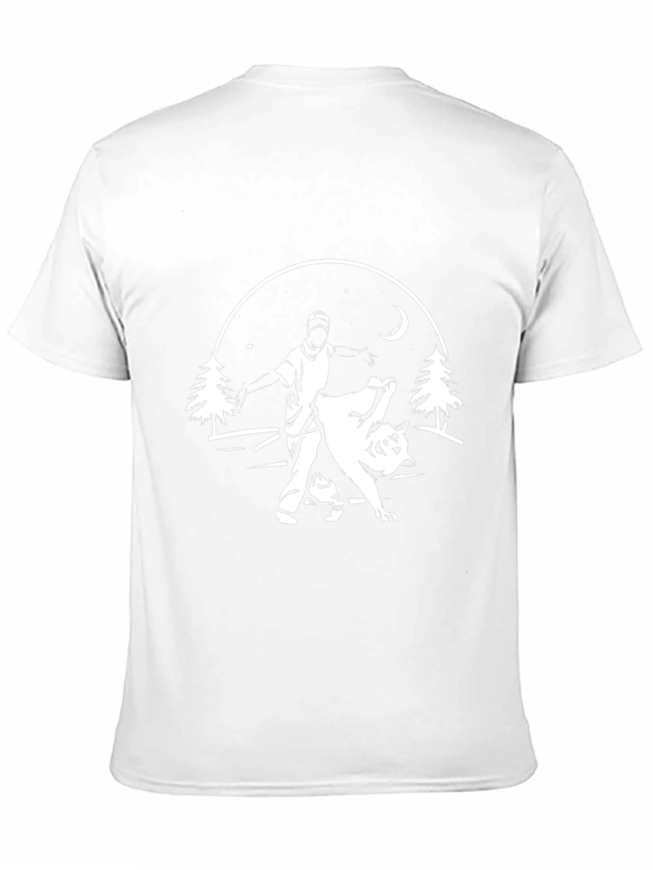 Mens Black Graphic Tee - Man Training Wolf