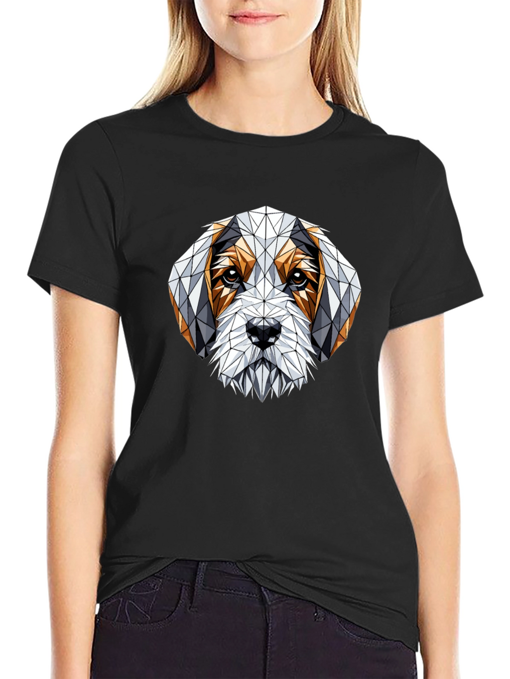 Geometric Dog Graphic T-Shirt - Stylish Mens Tee