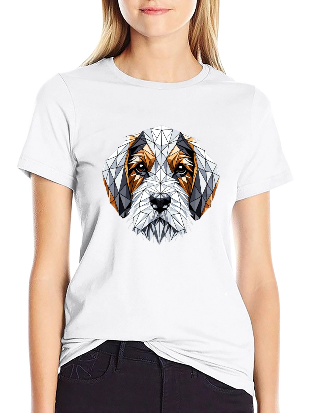 Geometric Dog Graphic T-Shirt - Stylish Mens Tee