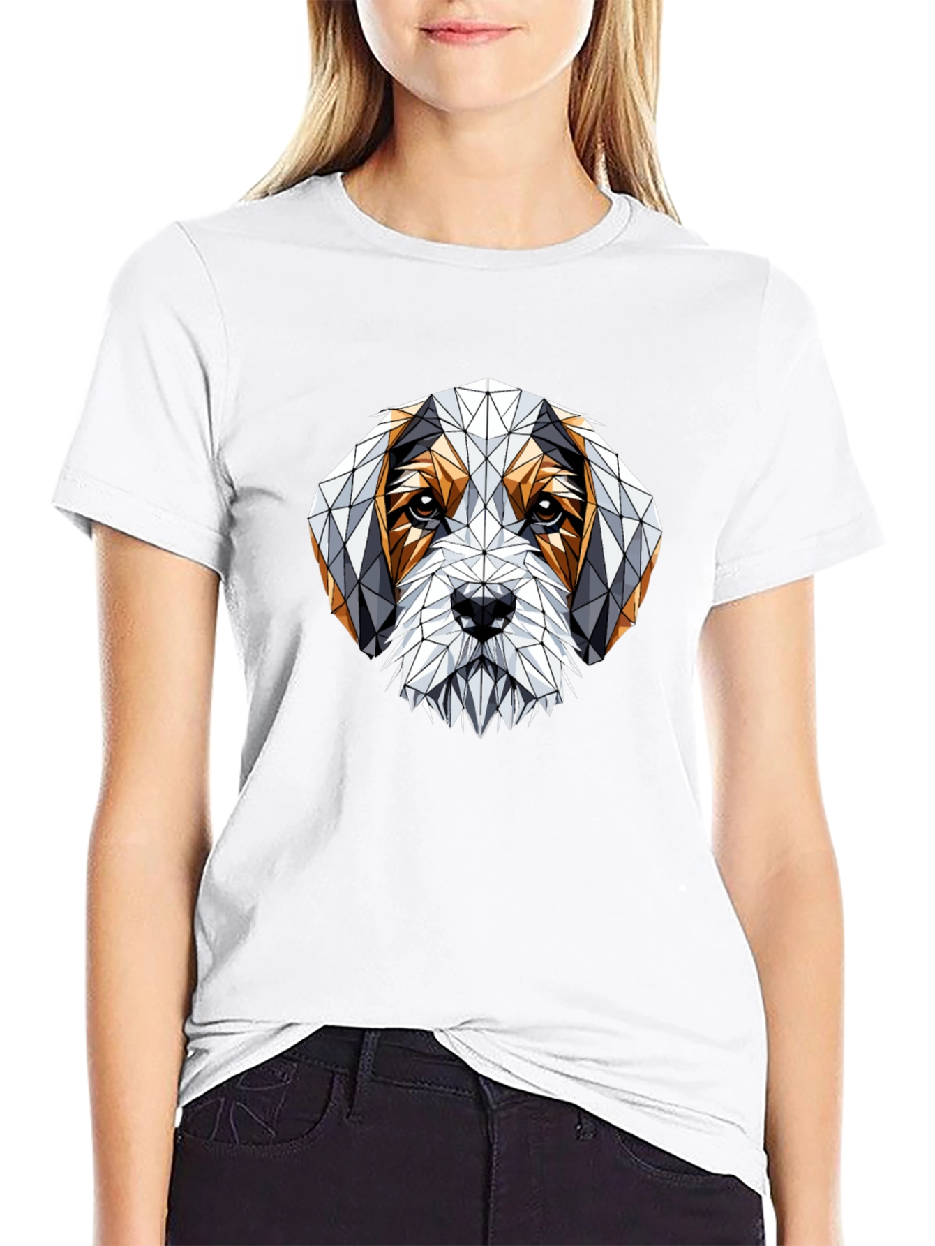 Geometric Dog Graphic T-Shirt - Stylish Mens Tee