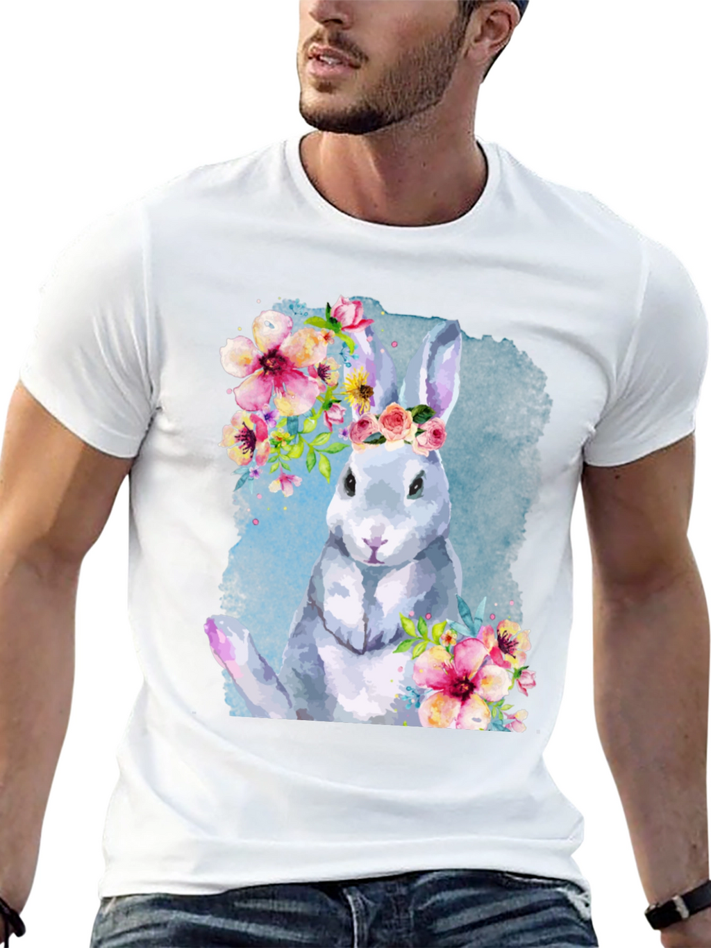 Floral Rabbit Graphic Tee - Unisex