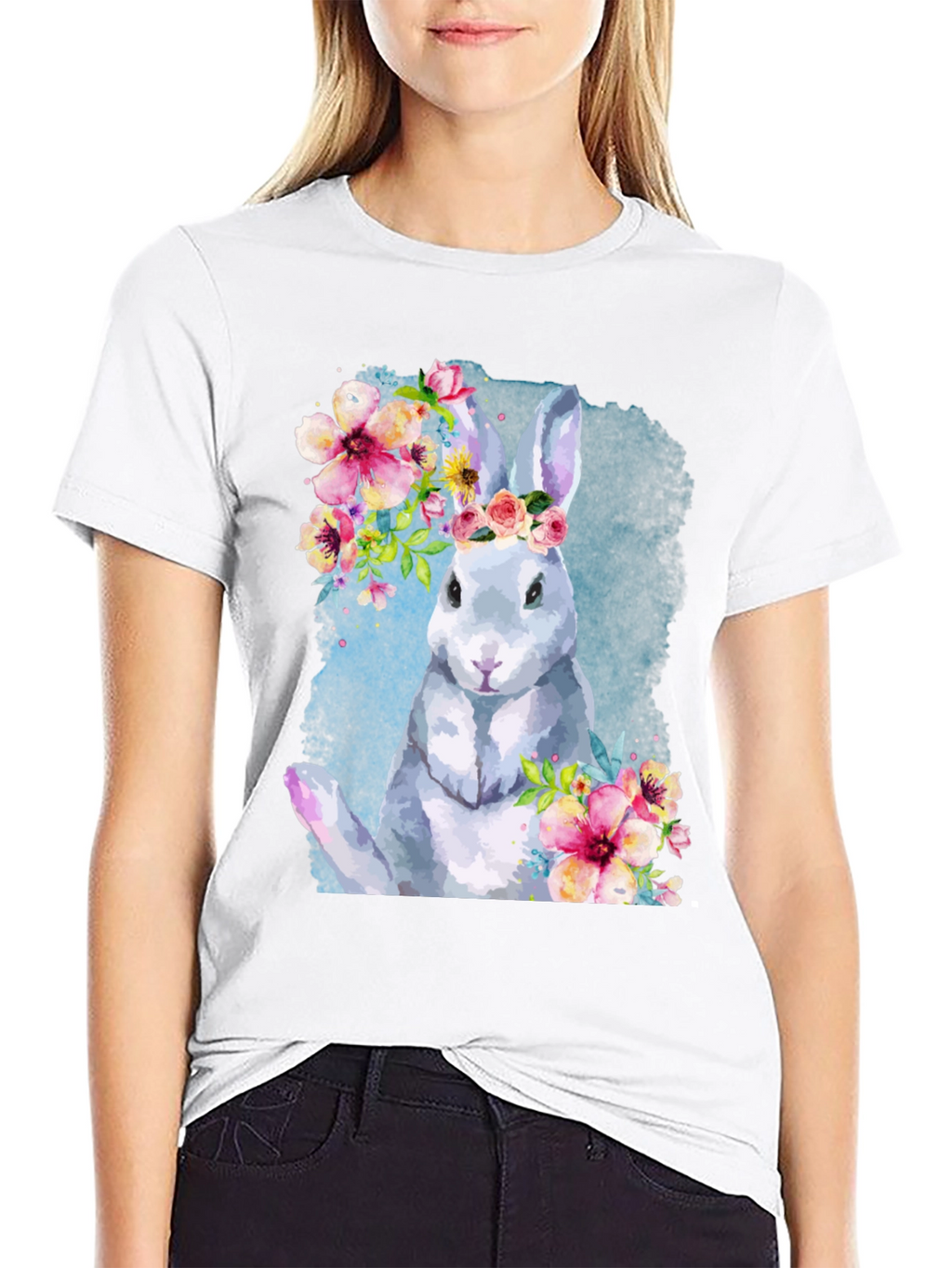 Floral Rabbit Graphic Tee - Unisex