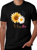 Be Happy Mom Sunflower Graphic T-Shirt