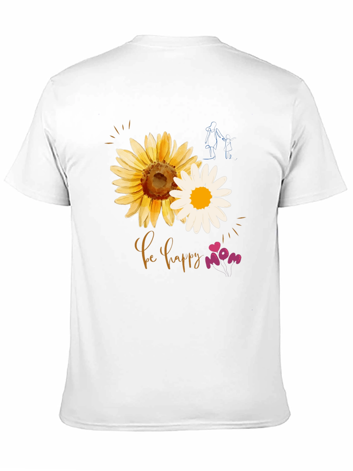 Be Happy Mom Sunflower Graphic T-Shirt