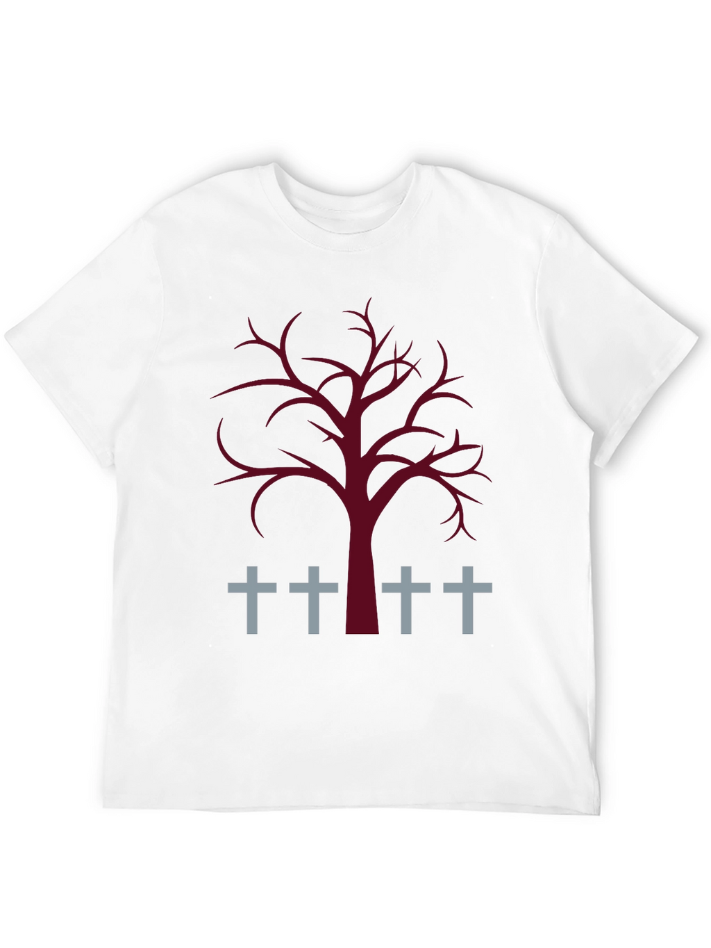 Spooky Tree & Grave Crosses Graphic T-Shirt