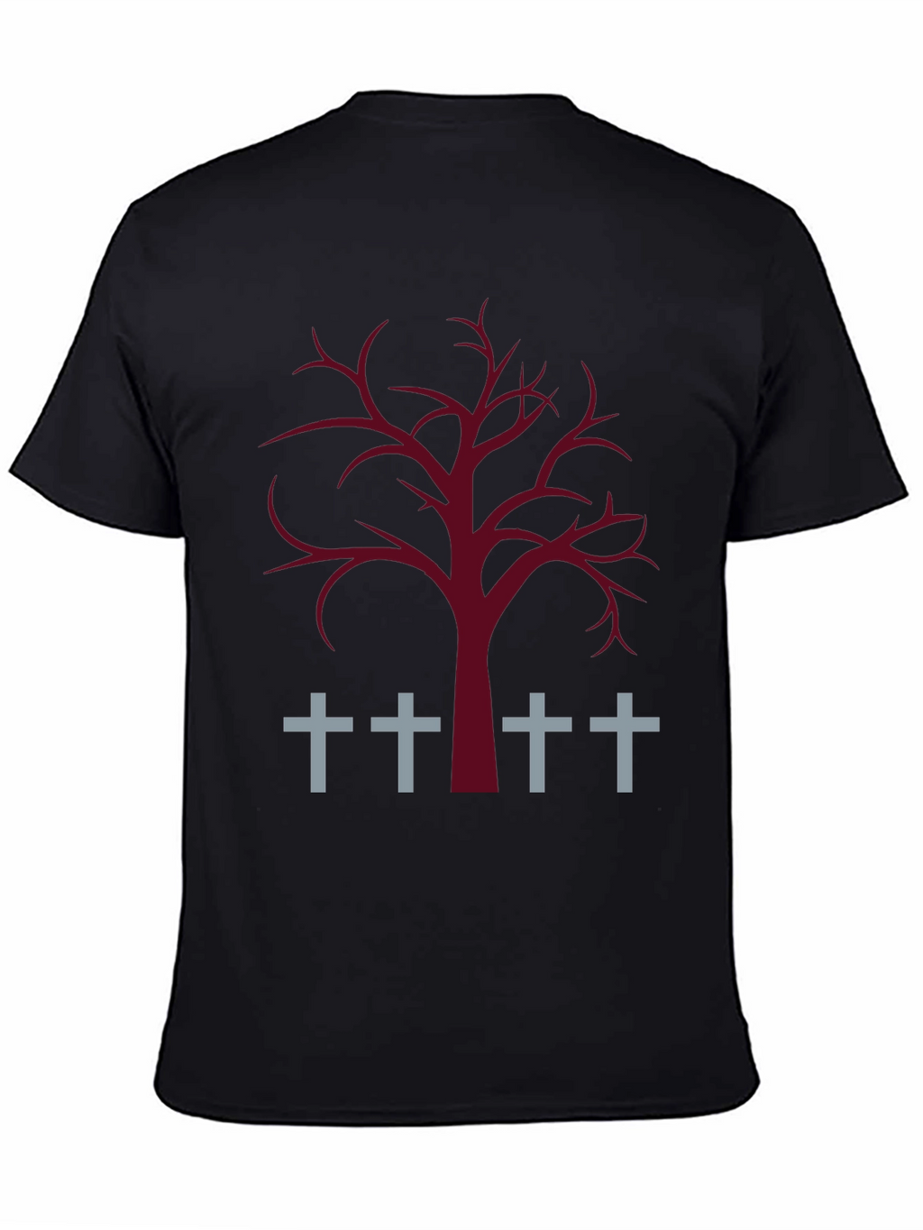 Spooky Tree & Grave Crosses Graphic T-Shirt
