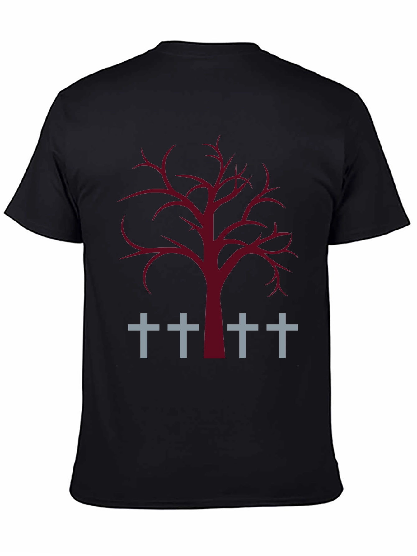 Spooky Tree & Grave Crosses Graphic T-Shirt