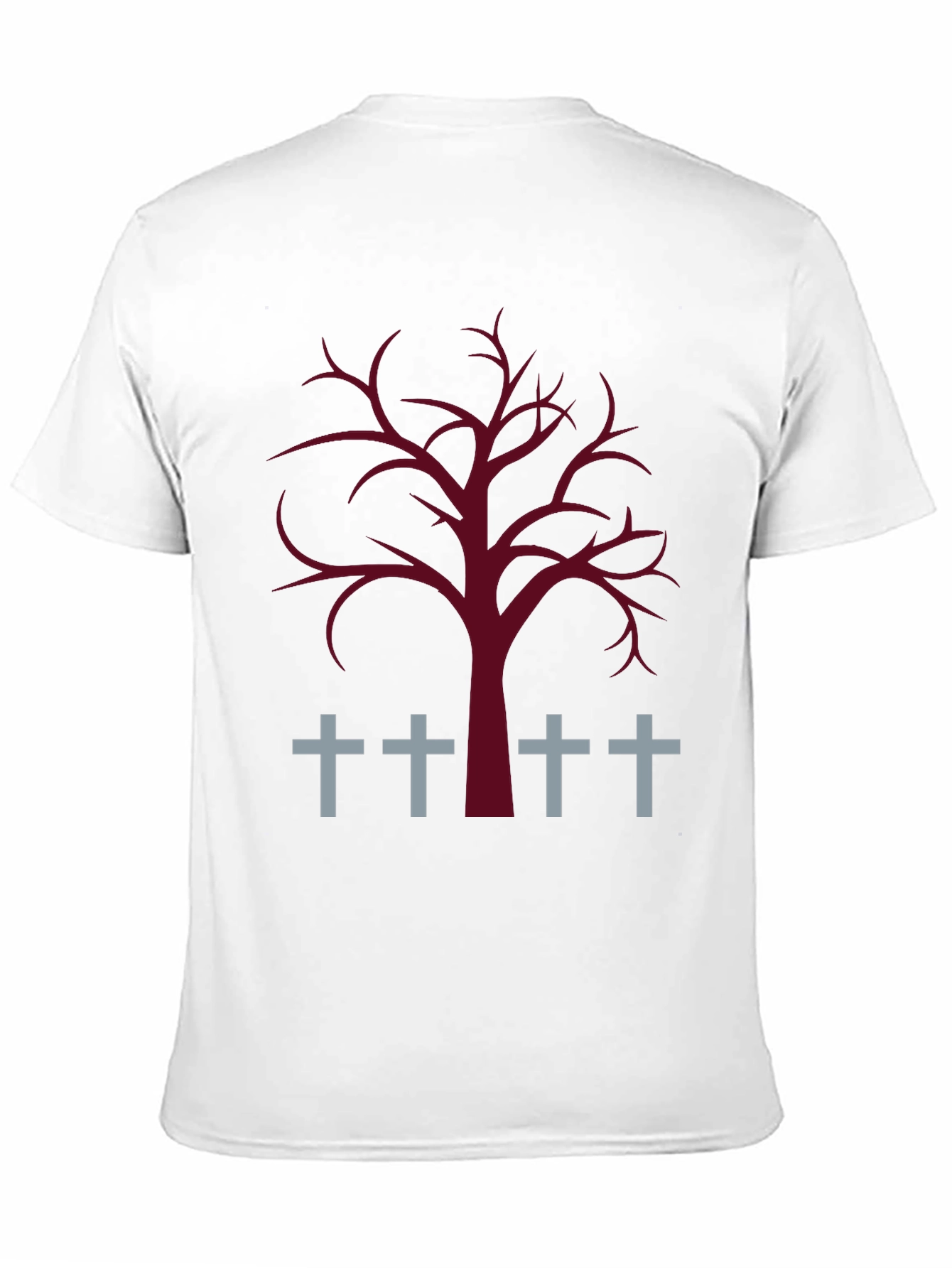 Spooky Tree & Grave Crosses Graphic T-Shirt