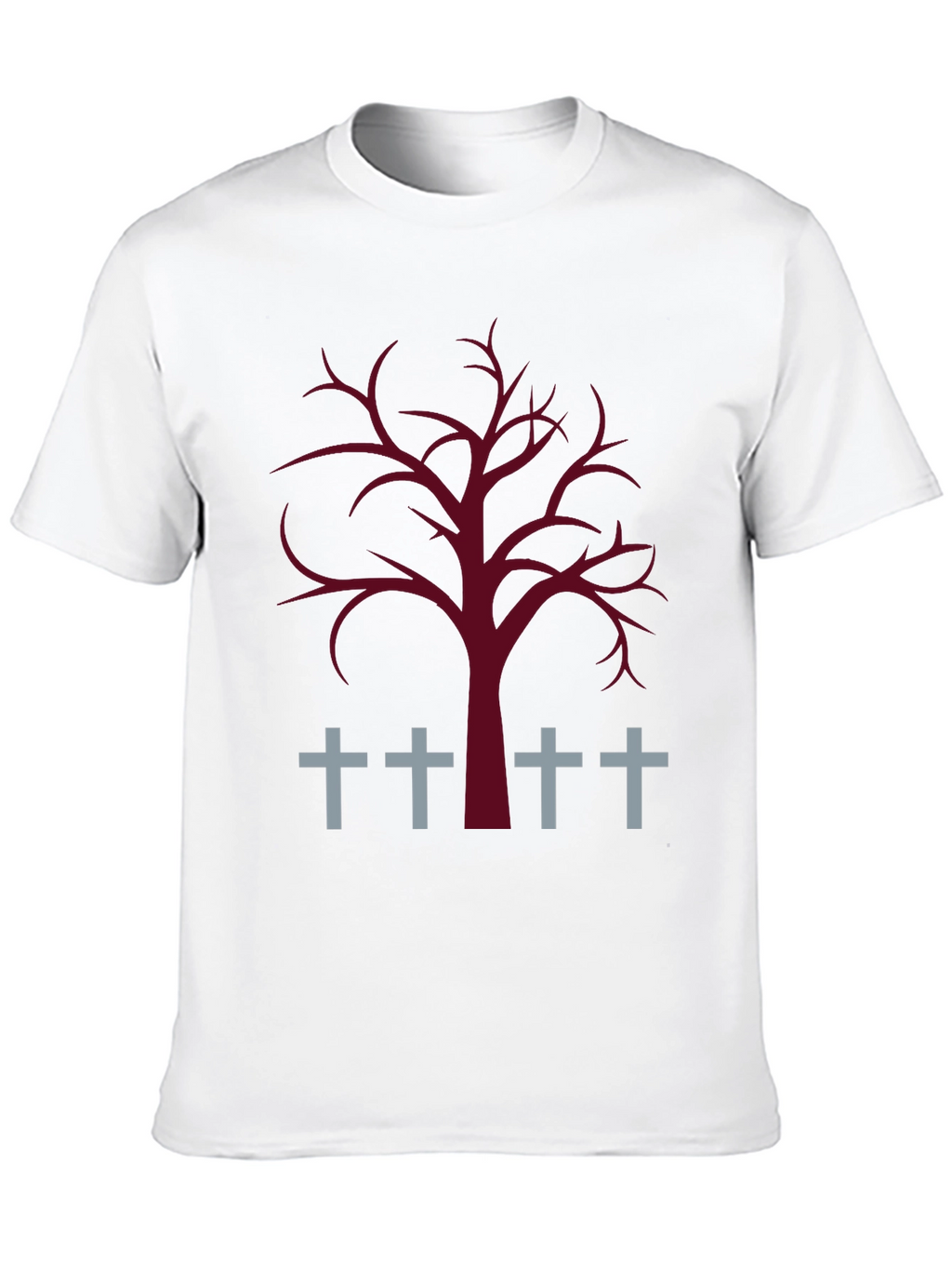 Spooky Tree & Grave Crosses Graphic T-Shirt
