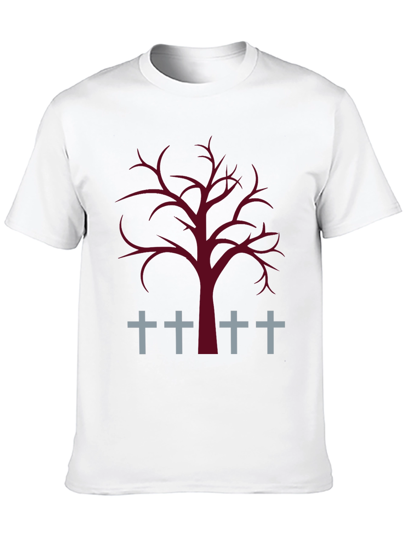 Spooky Tree & Grave Crosses Graphic T-Shirt