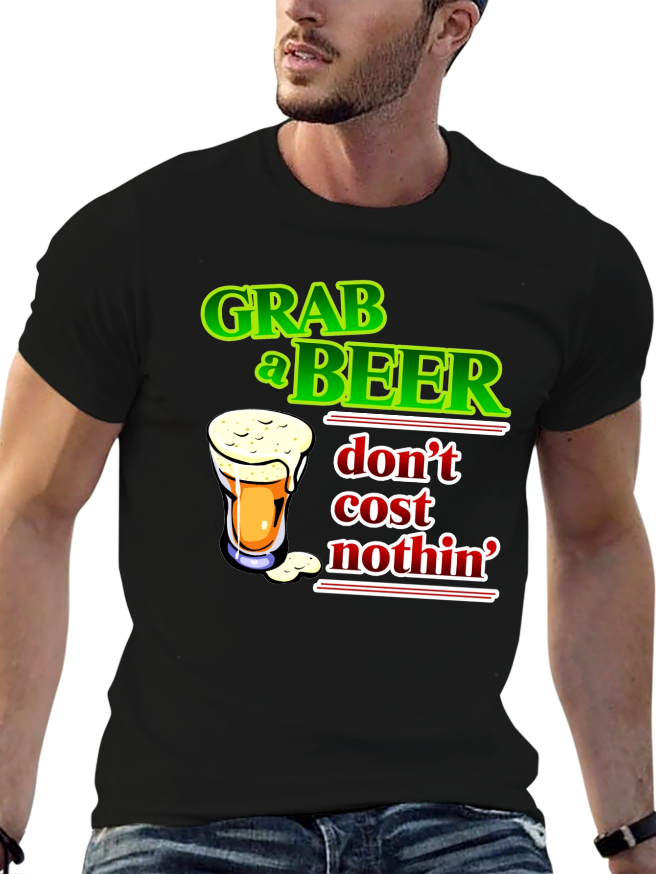 Grab a Beer Graphic Tee - Mens Black T-Shirt
