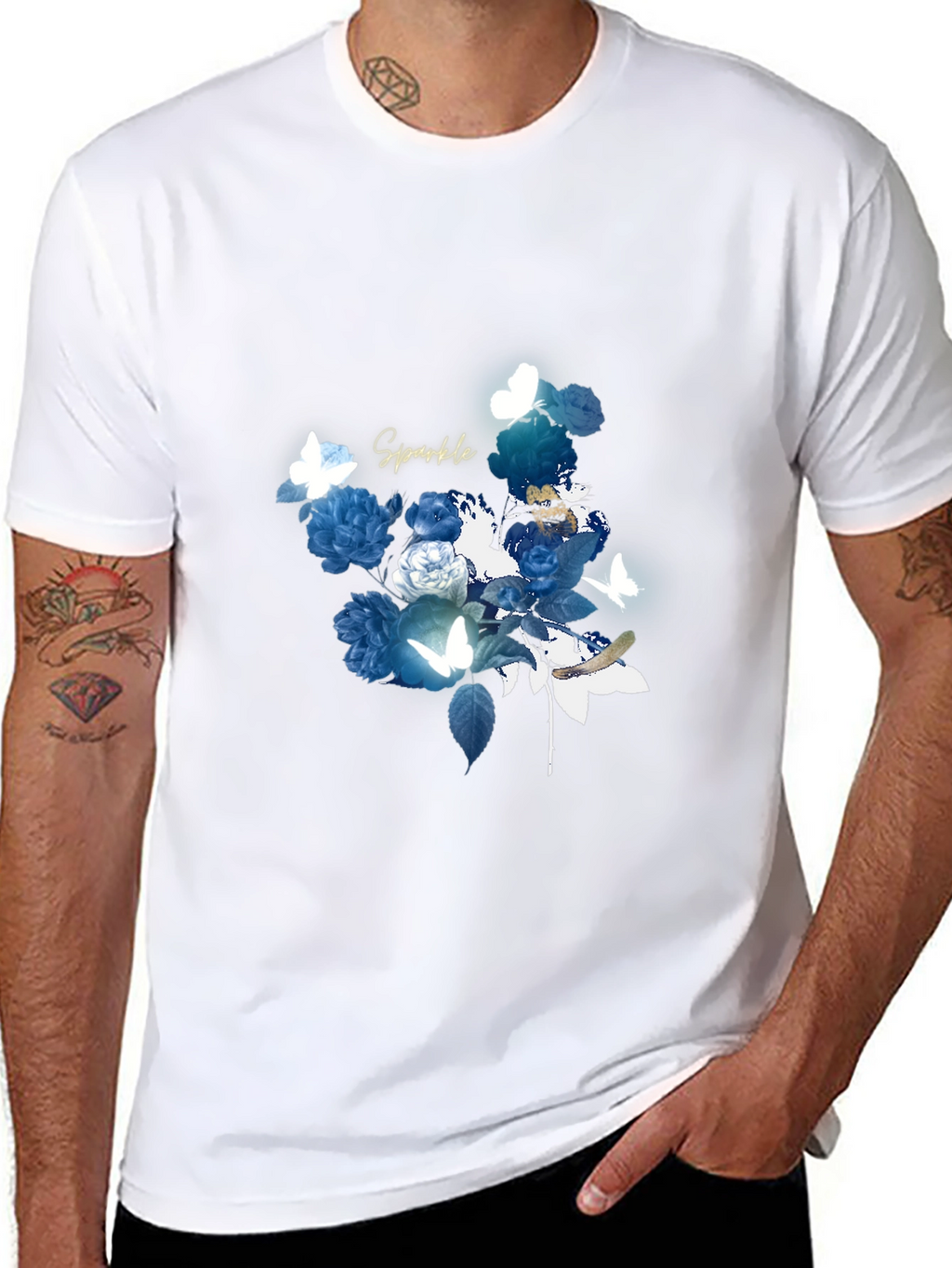 Floral Sparkle Graphic Black T-Shirt
