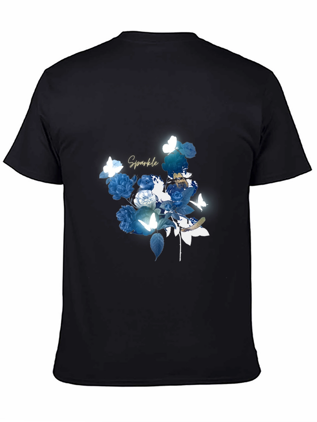 Floral Sparkle Graphic Black T-Shirt