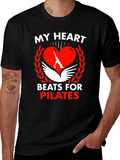 Pilates Heartbeat Graphic Tee - Fitness Lovers T-Shirt