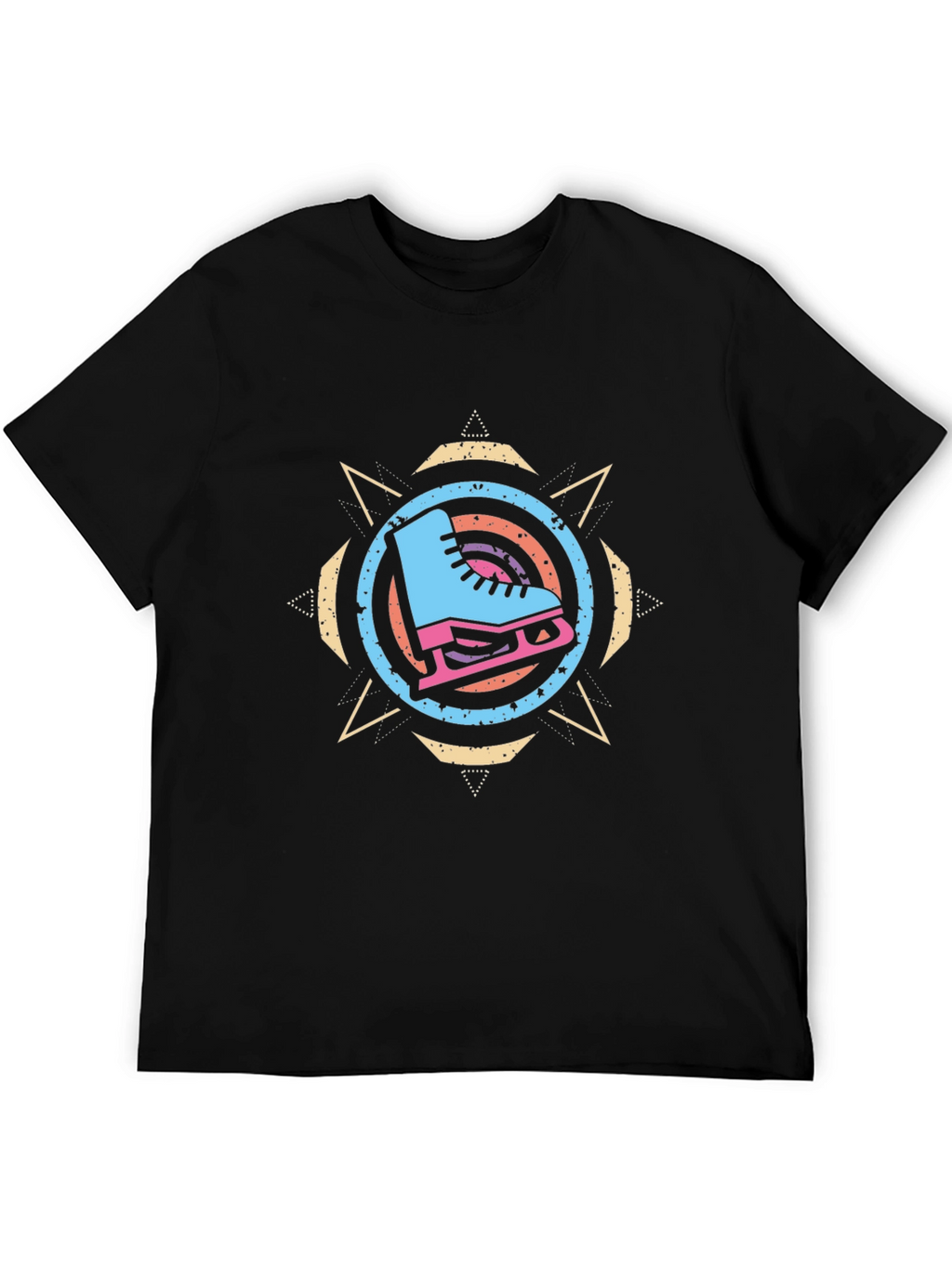 Ice Skate Graphic Tee - Retro Style Black T-Shirt