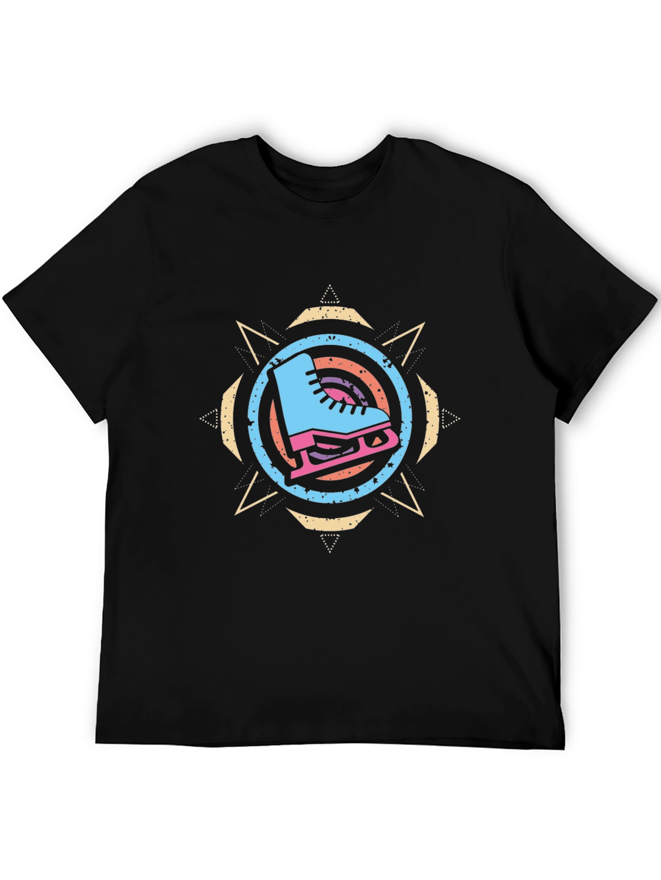 Ice Skate Graphic Tee - Retro Style Black T-Shirt
