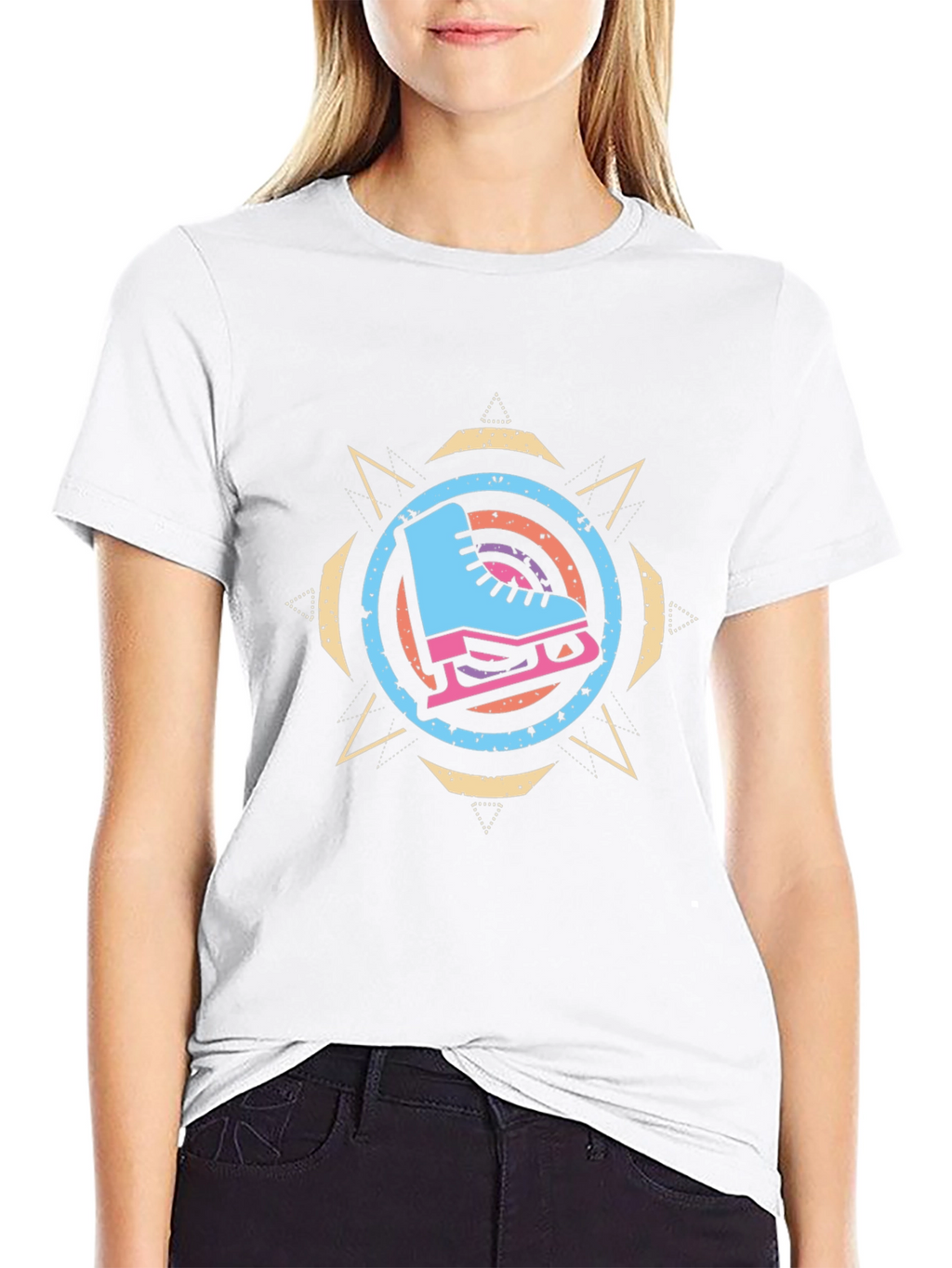 Ice Skate Graphic Tee - Retro Style Black T-Shirt