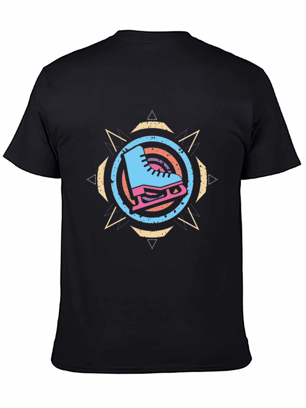 Ice Skate Graphic Tee - Retro Style Black T-Shirt
