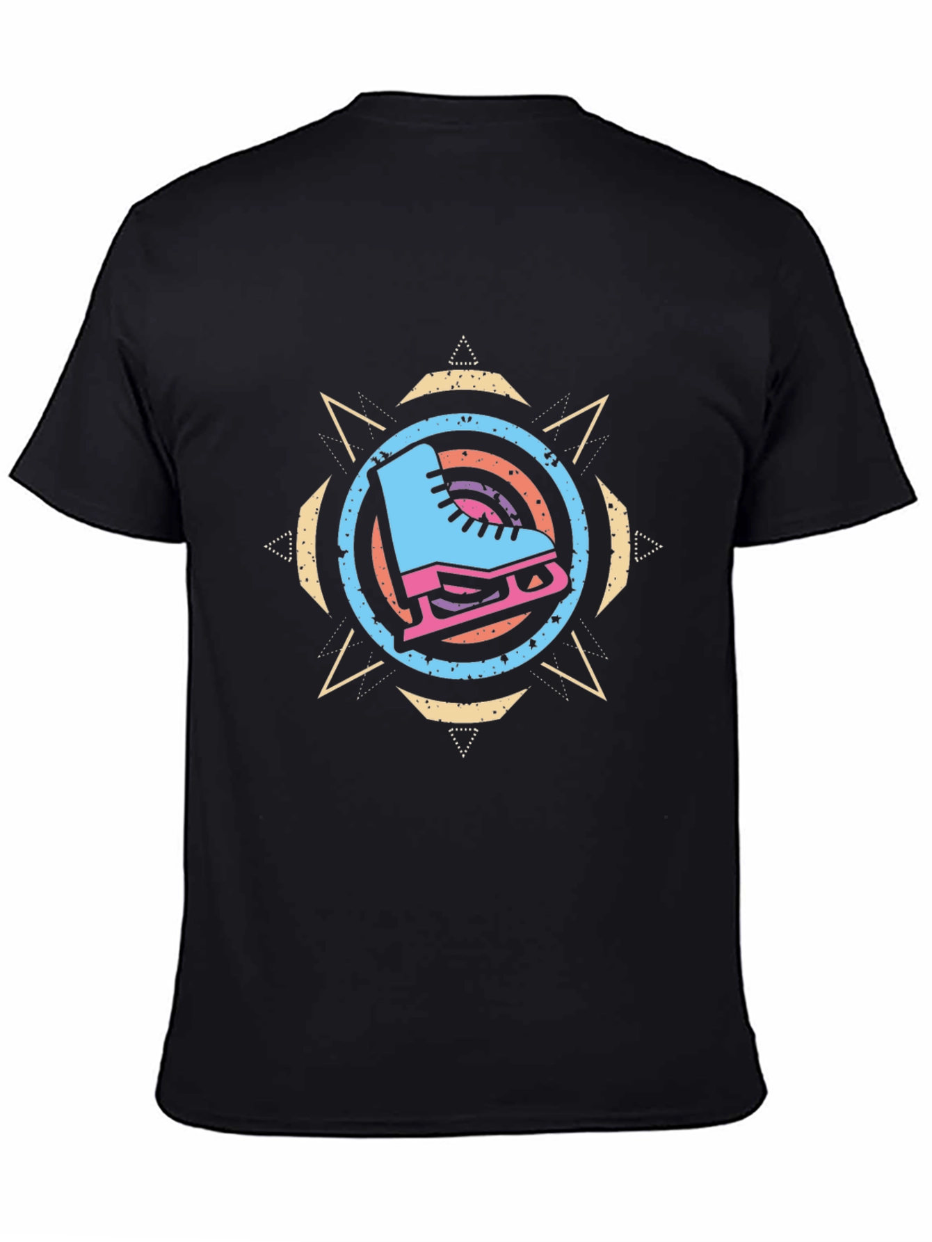 Ice Skate Graphic Tee - Retro Style Black T-Shirt