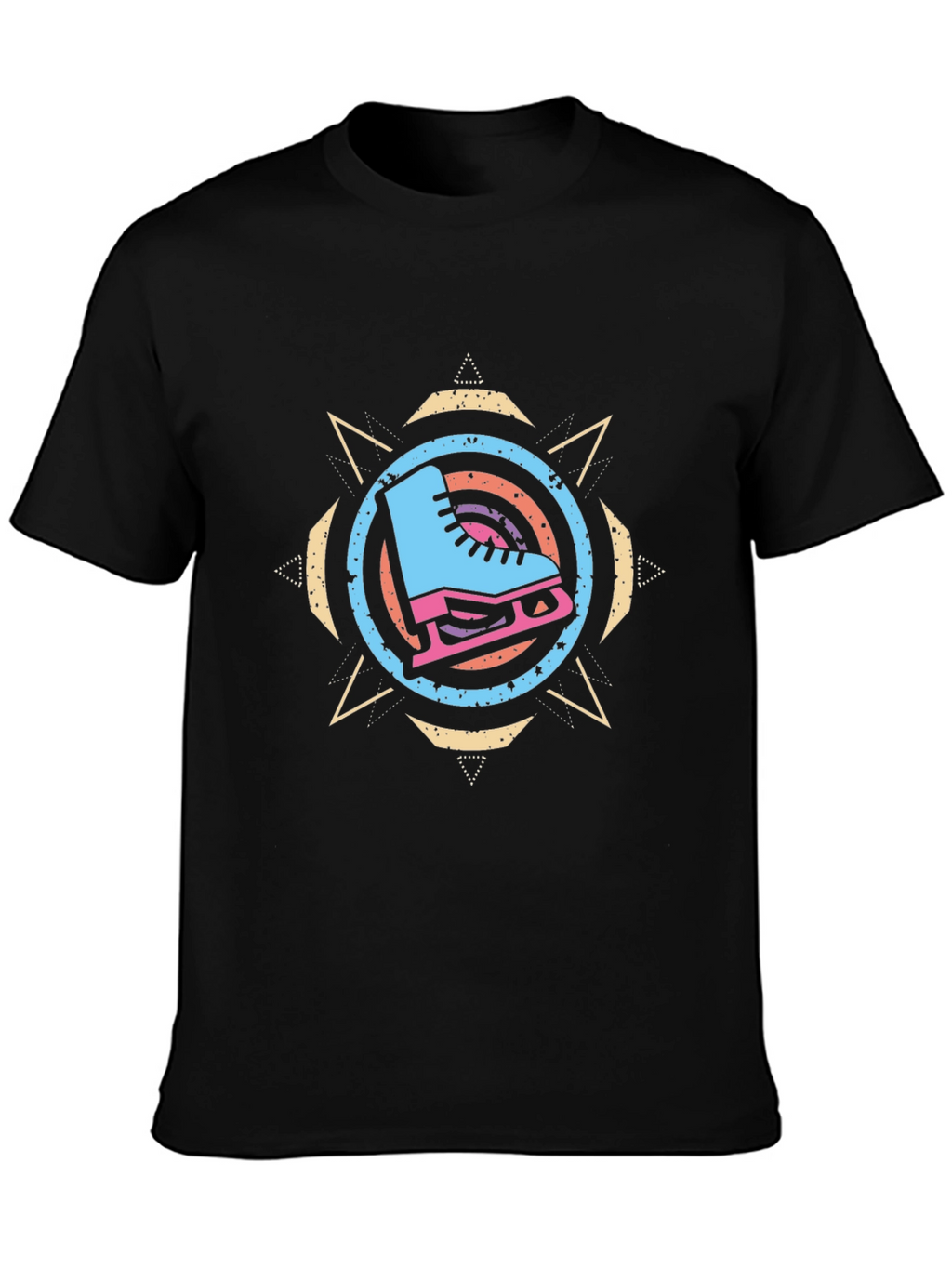 Ice Skate Graphic Tee - Retro Style Black T-Shirt