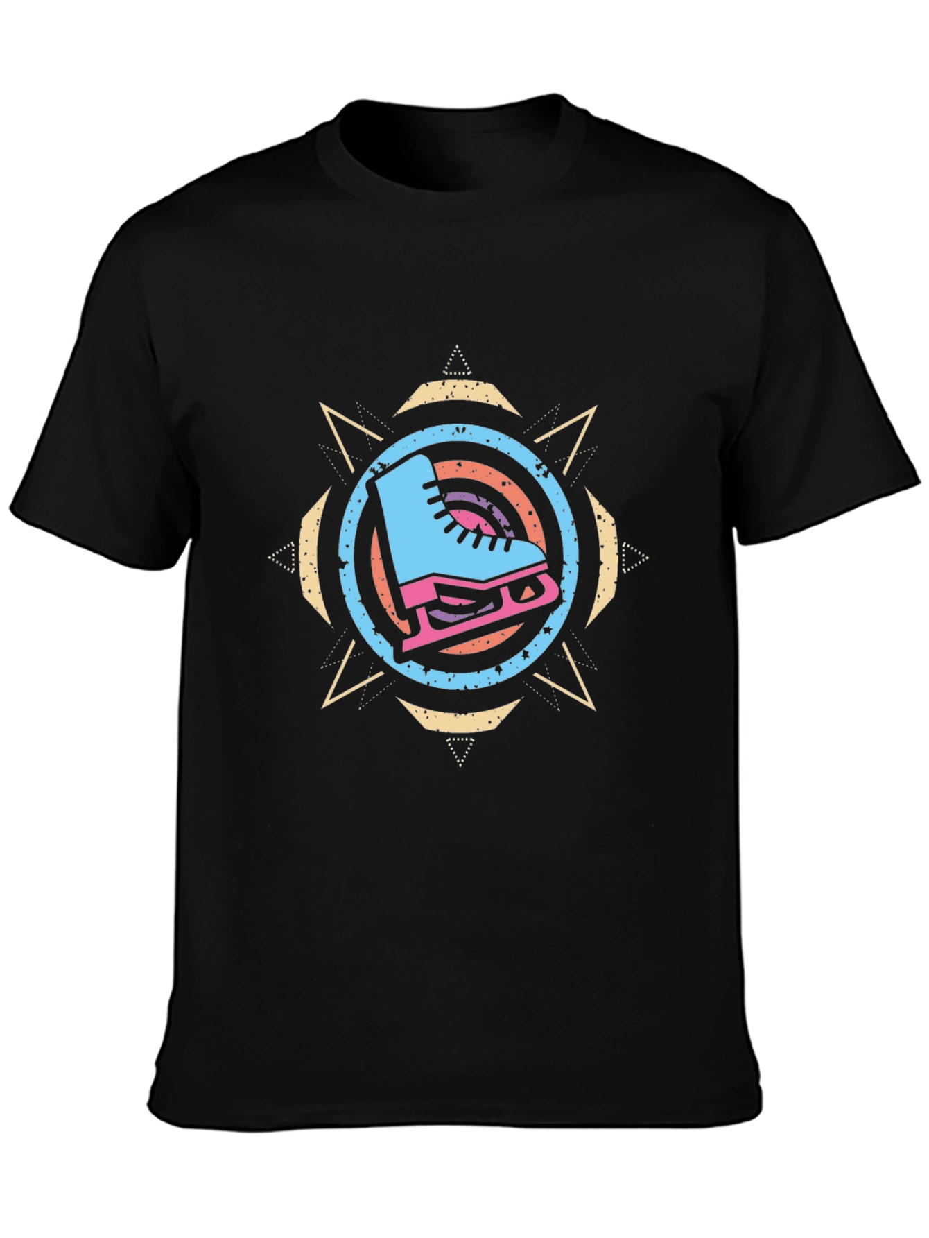 Ice Skate Graphic Tee - Retro Style Black T-Shirt