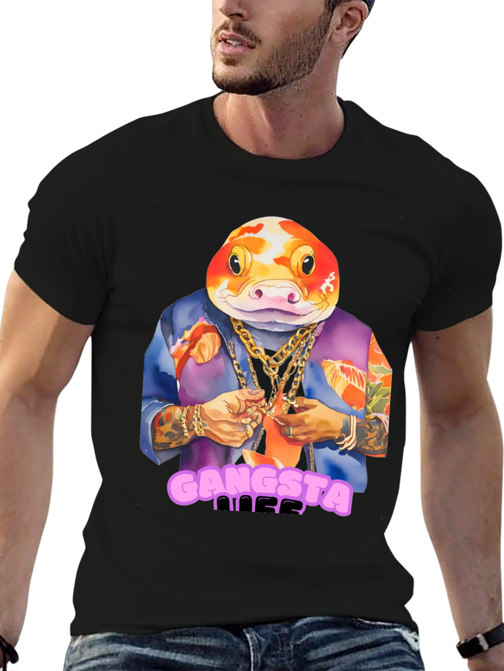 Gangsta Fish T-Shirt - Unique Graphic Tee