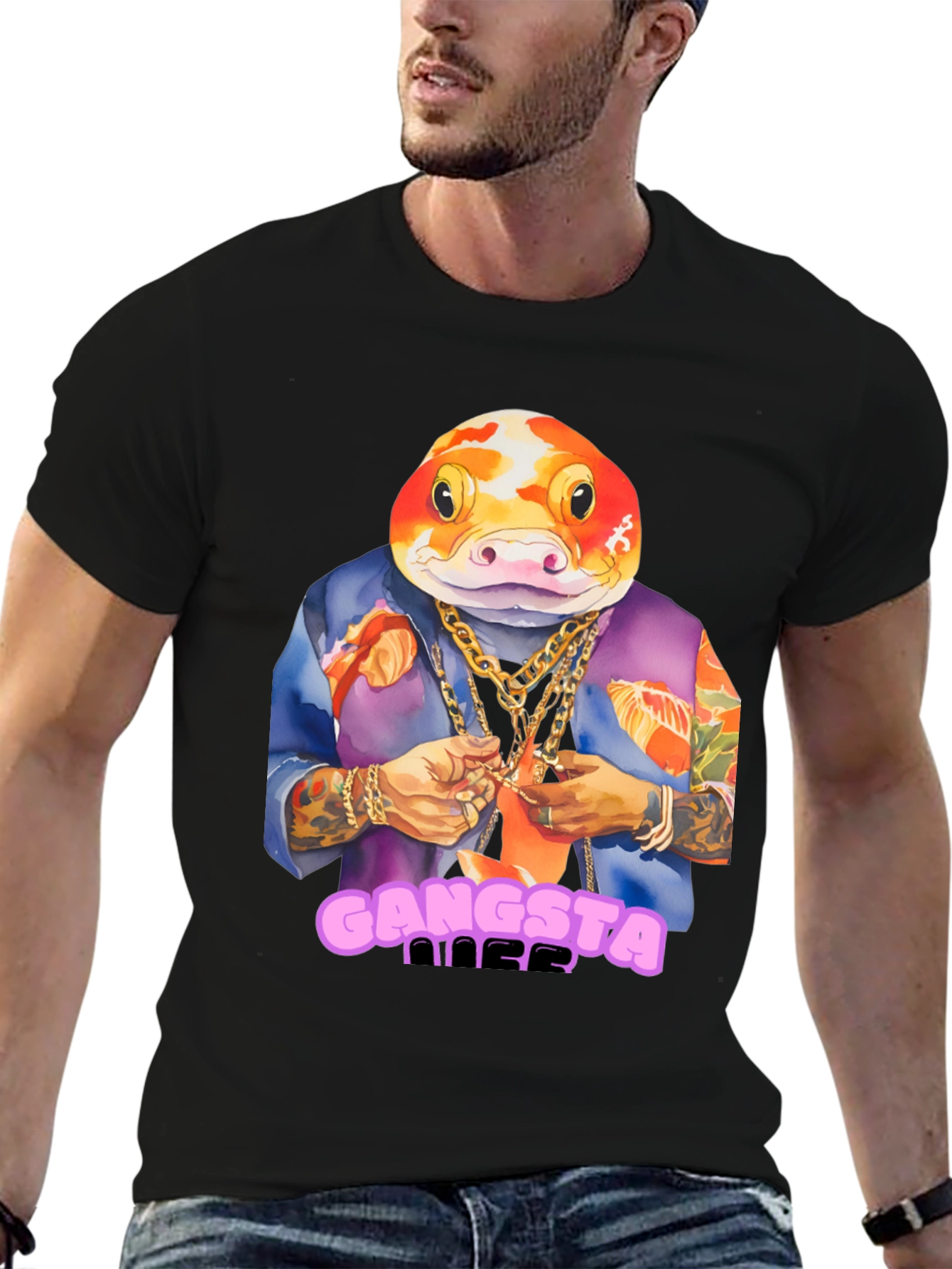 Gangsta Fish T-Shirt - Unique Graphic Tee