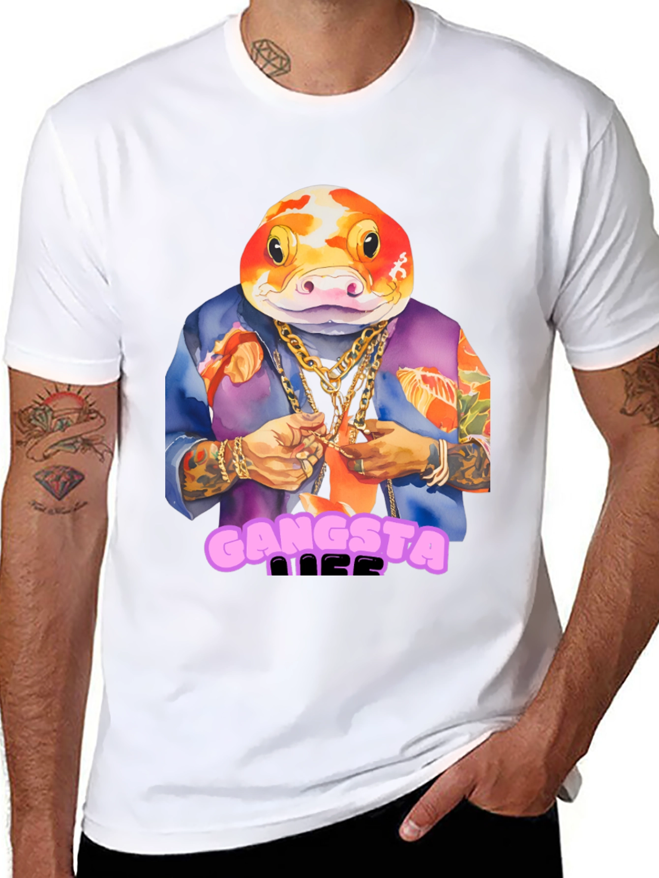 Gangsta Fish T-Shirt - Unique Graphic Tee