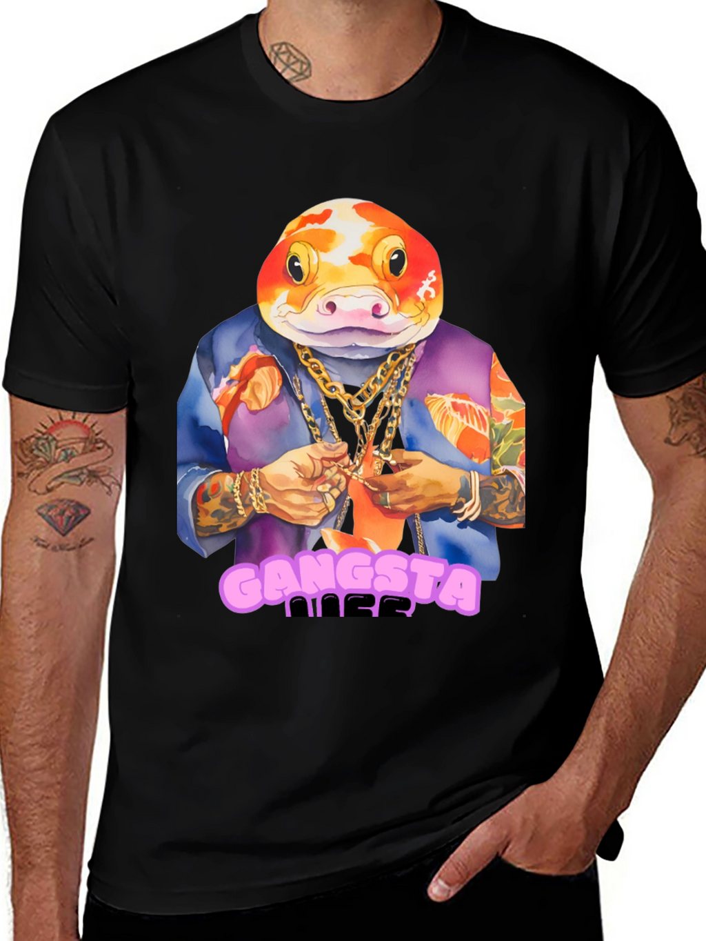 Gangsta Fish T-Shirt - Unique Graphic Tee